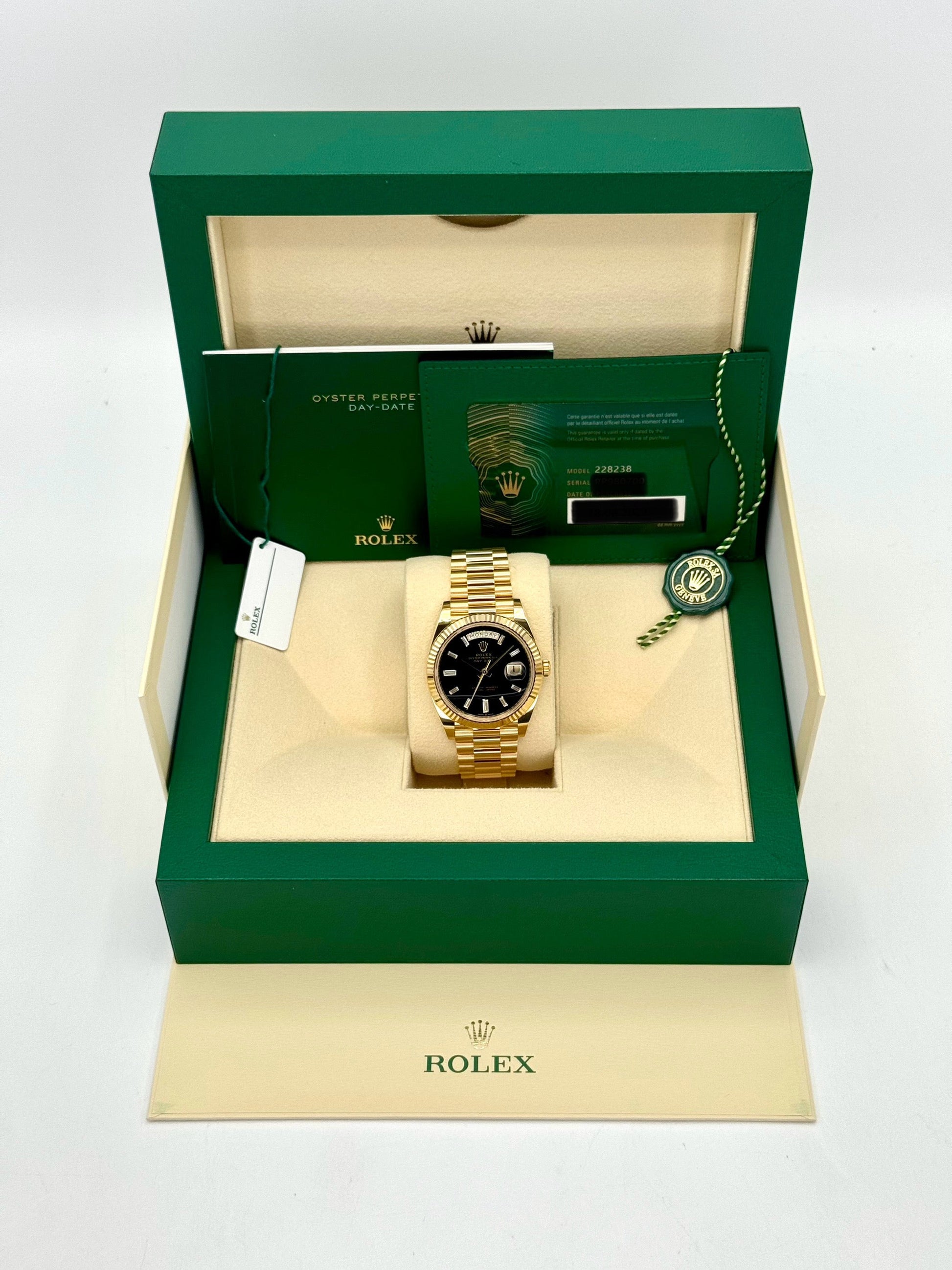 NEW Rolex Day-Date 40mm 228238 Black Onyx Diamond Dial - MyWatchLLC