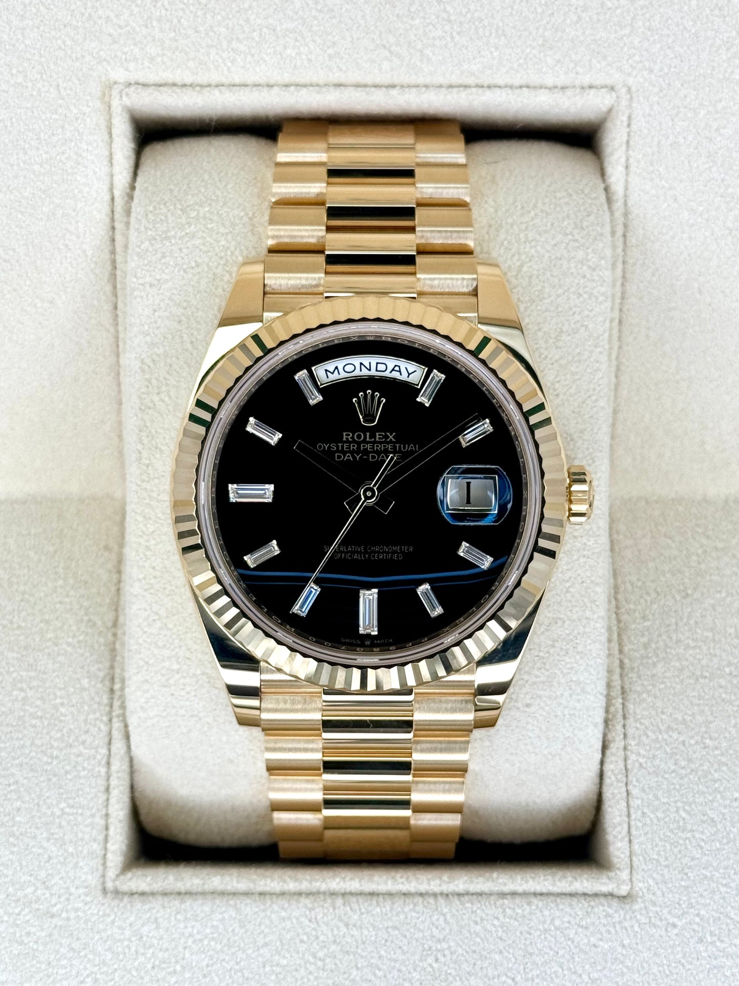 NEW Rolex Day-Date 40mm 228238 Black Onyx Diamond Dial - MyWatchLLC