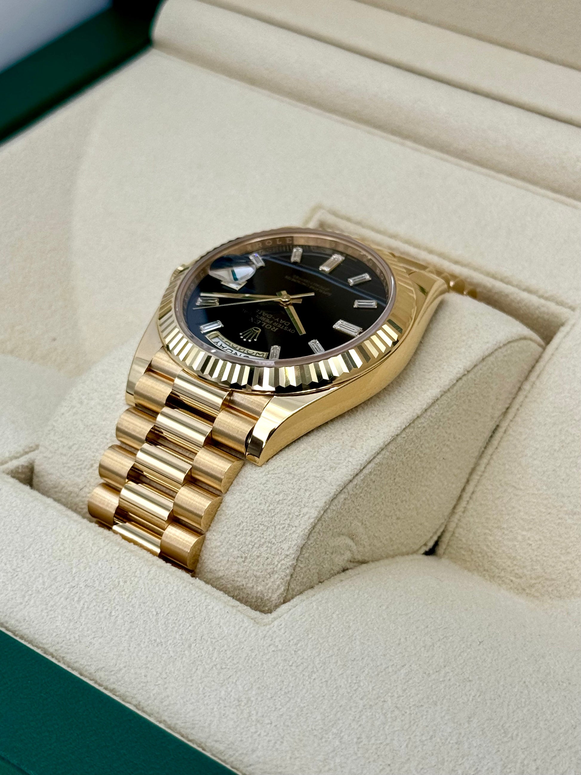NEW Rolex Day-Date 40mm 228238 Black Onyx Diamond Dial - MyWatchLLC