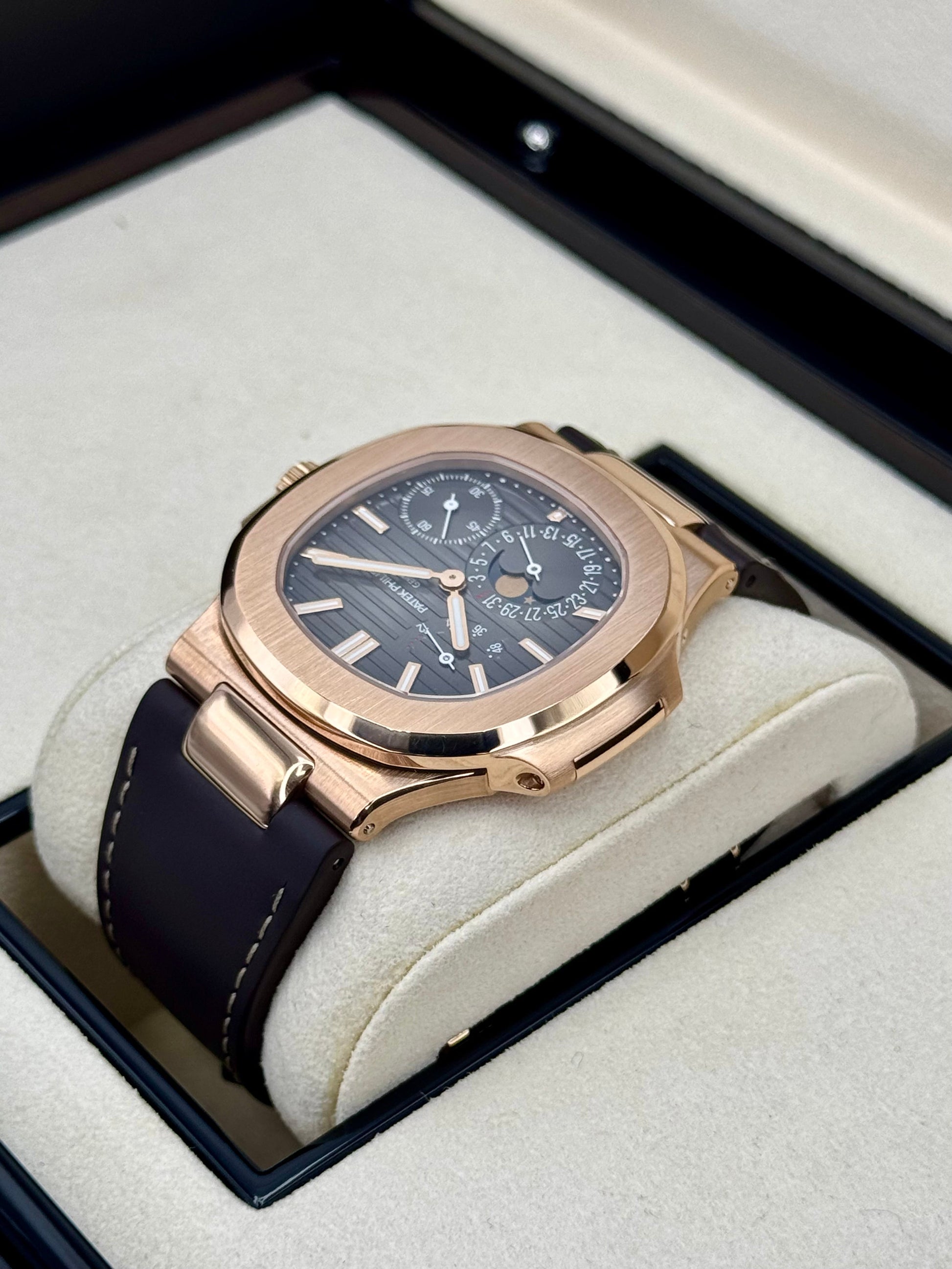 2019 Patek Philippe Nautilus 40mm 5712R  Rose Gold Brown Dial - MyWatchLLC