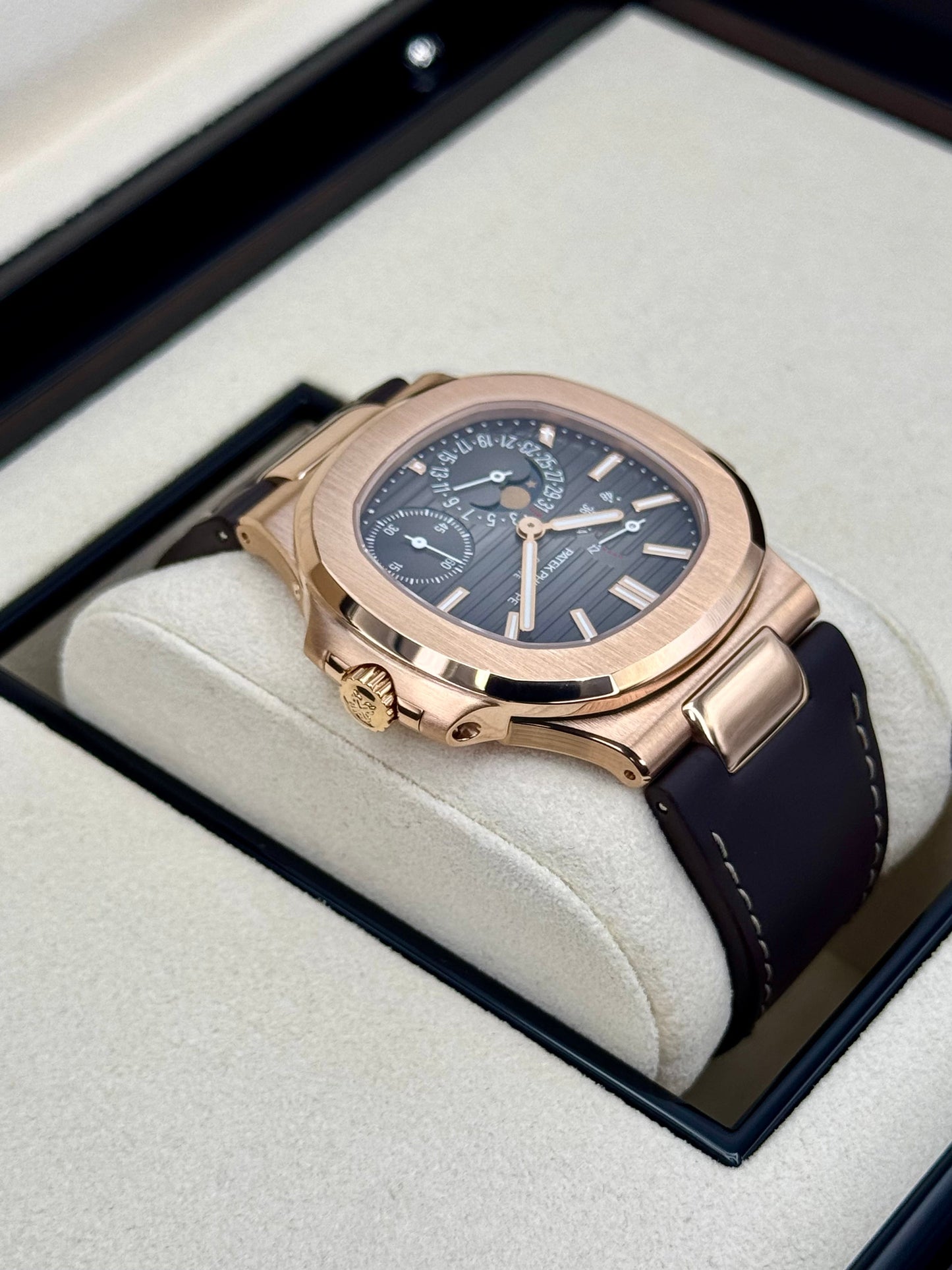 2019 Patek Philippe Nautilus 40mm 5712R  Rose Gold Brown Dial - MyWatchLLC