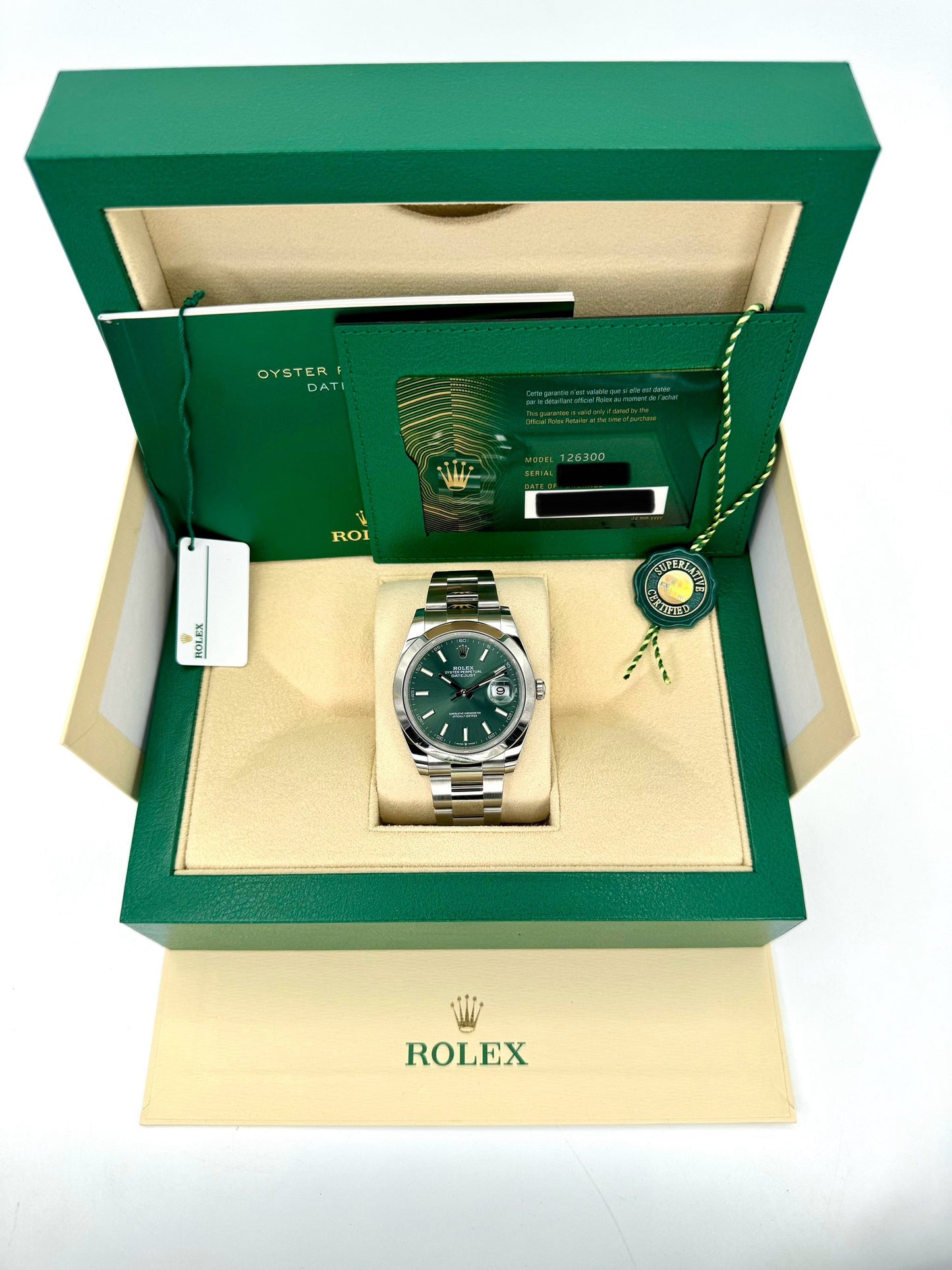 NEW 2023 Rolex Datejust 41mm 126300 Stainless Steel Oyster Green Dial - MyWatchLLC