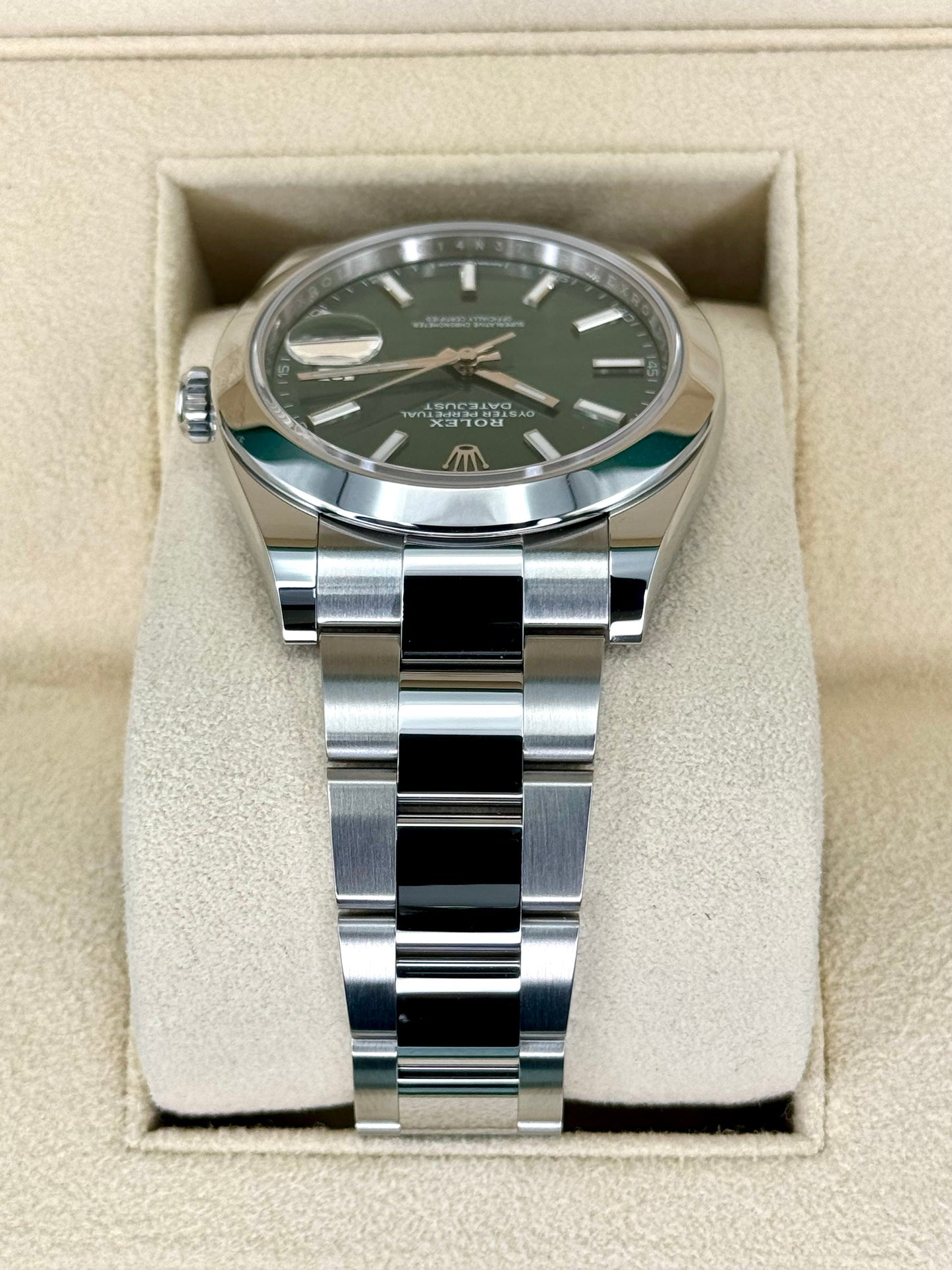 NEW 2023 Rolex Datejust 41mm 126300 Stainless Steel Oyster Green Dial - MyWatchLLC