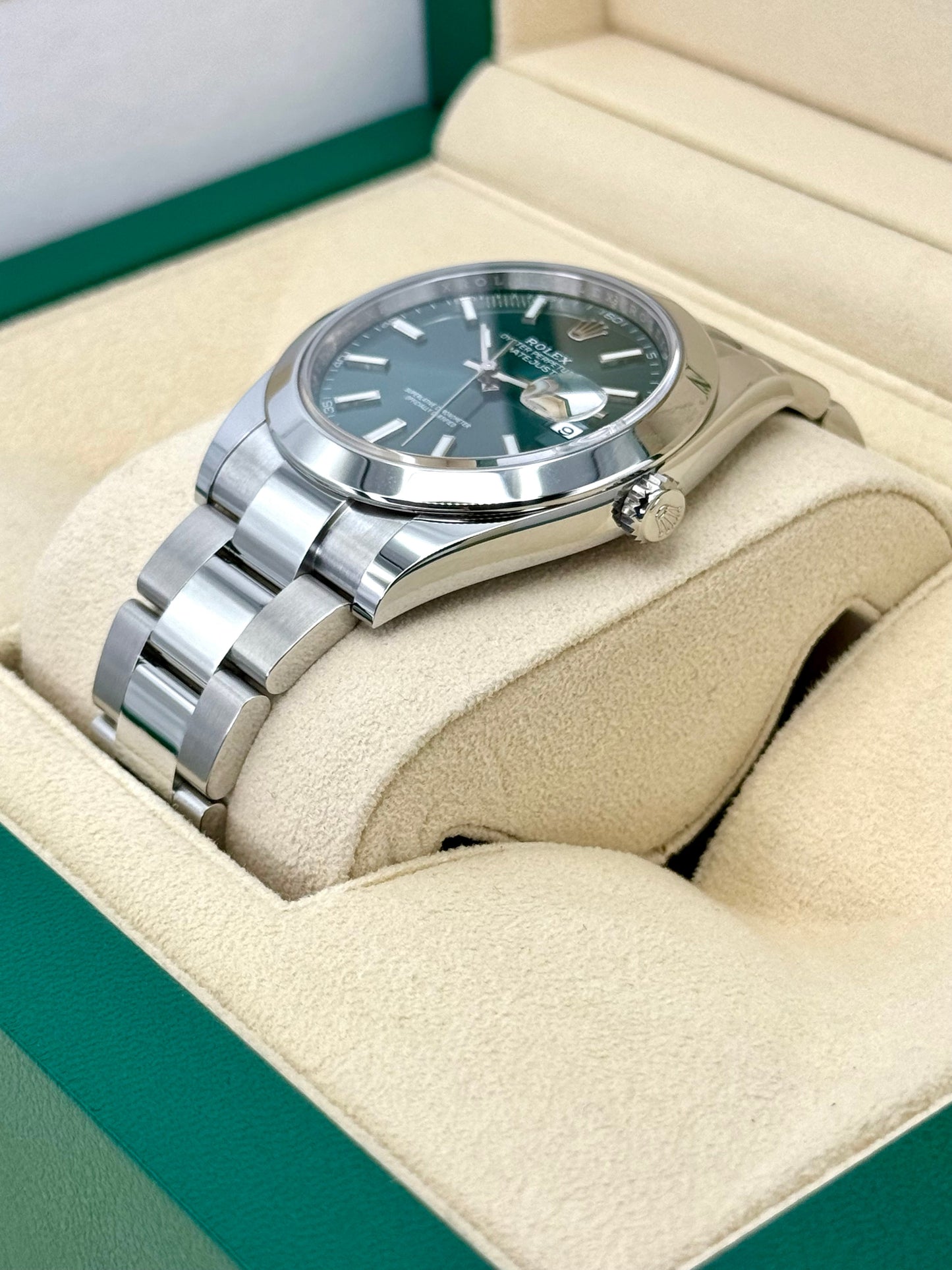 NEW 2023 Rolex Datejust 41mm 126300 Stainless Steel Oyster Green Dial - MyWatchLLC