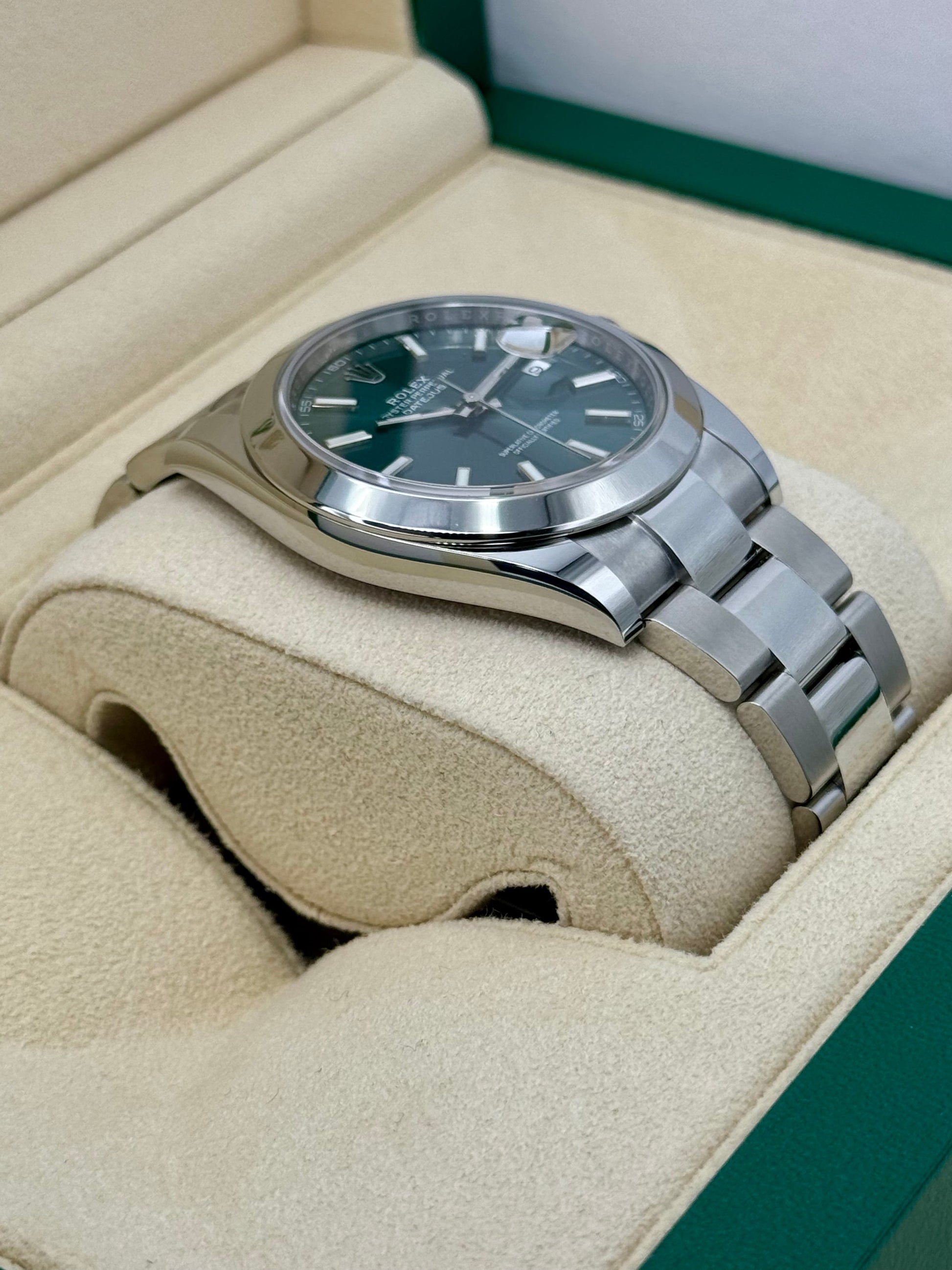 NEW 2023 Rolex Datejust 41mm 126300 Stainless Steel Oyster Green Dial - MyWatchLLC