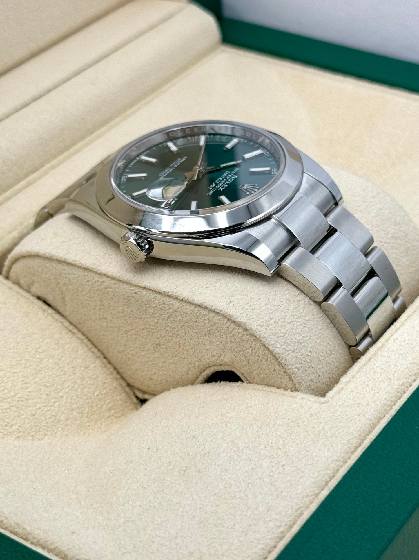 NEW 2023 Rolex Datejust 41mm 126300 Stainless Steel Oyster Green Dial - MyWatchLLC