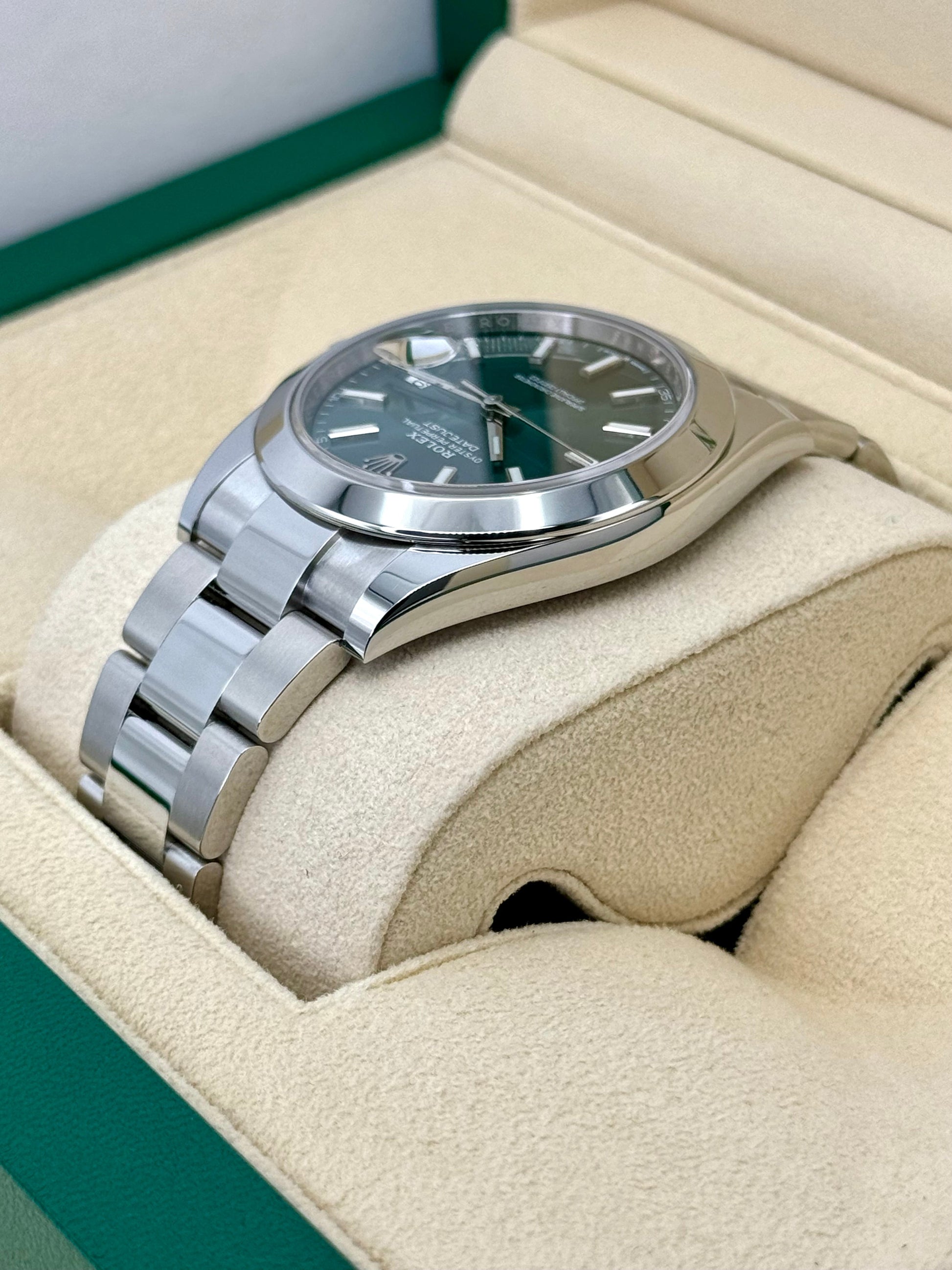 NEW 2023 Rolex Datejust 41mm 126300 Stainless Steel Oyster Green Dial - MyWatchLLC