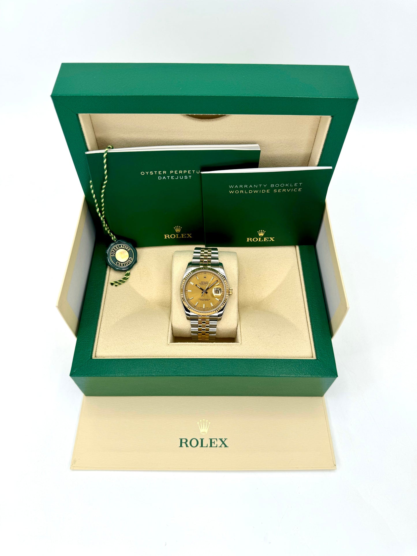 Rolex Datejust 36mm 116233 Two-Tone Jubilee Champagne Stickl Dial - MyWatchLLC