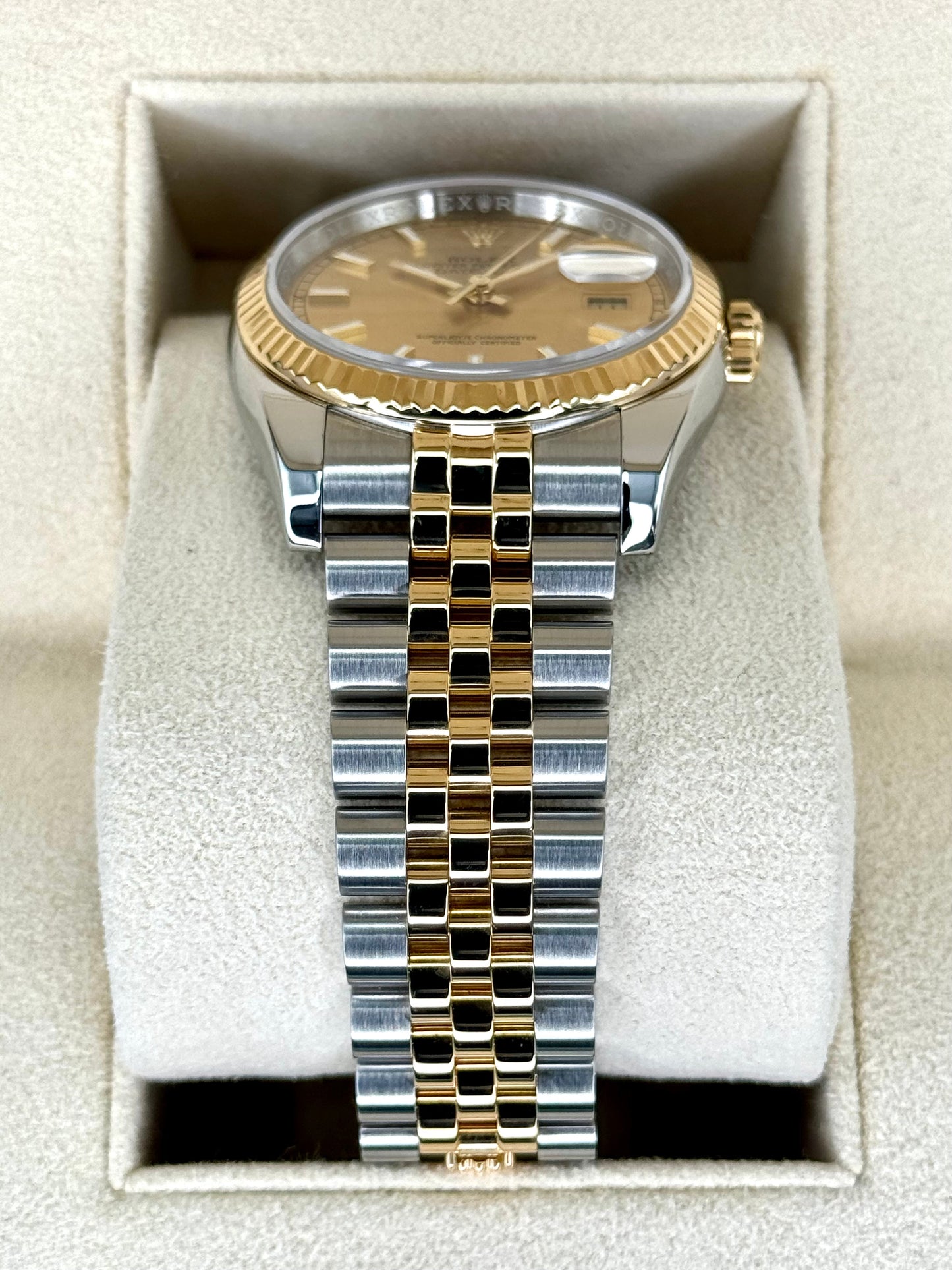 Rolex Datejust 36mm 116233 Two-Tone Jubilee Champagne Stickl Dial - MyWatchLLC