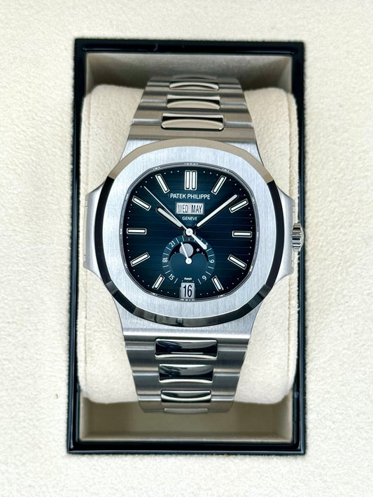 NEW 2022 Patek Philippe 40.5mm 5726/1A-014 Nautilus Moonphase Blue Dial - MyWatchLLC