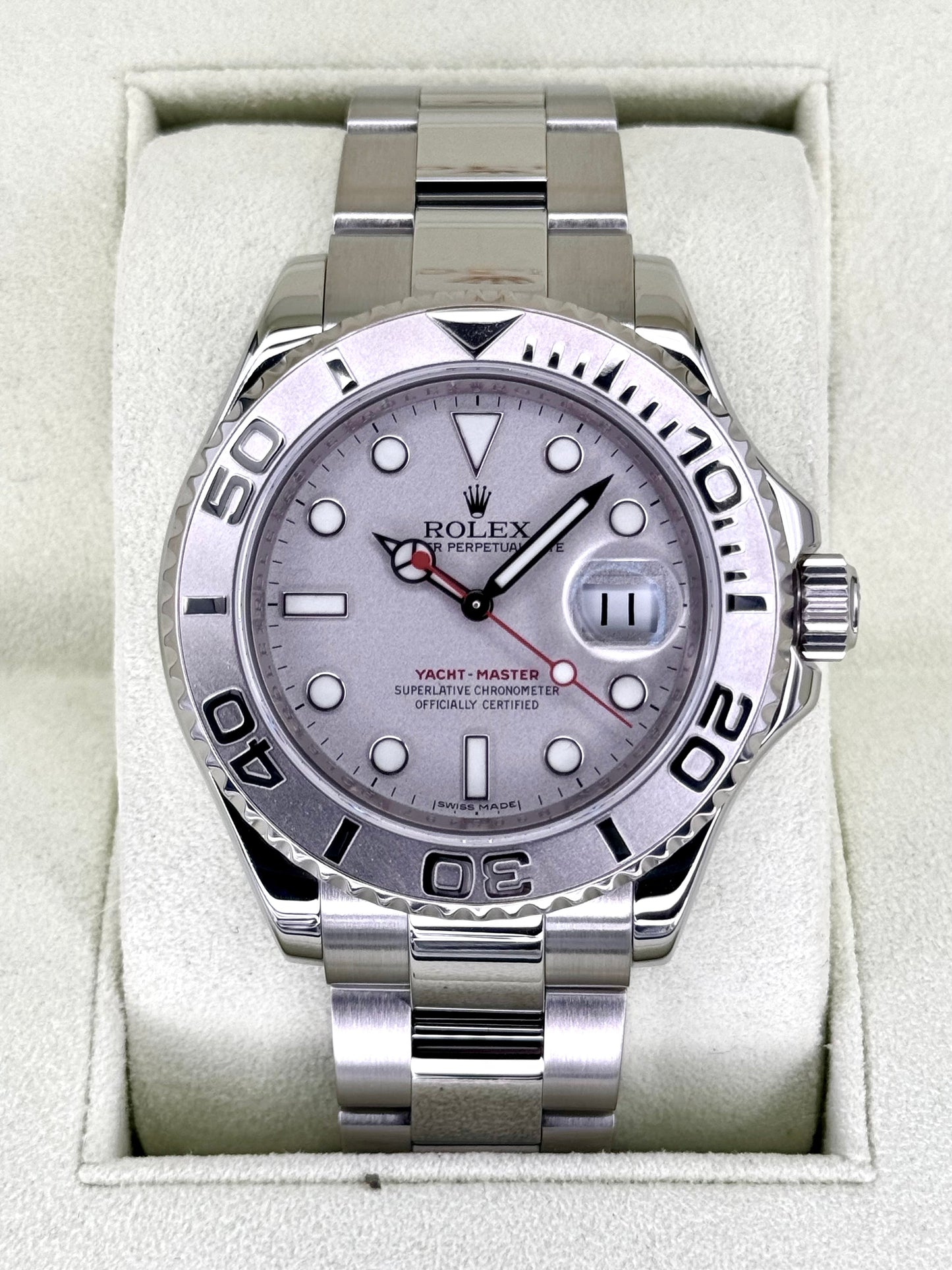 2014 Rolex Yacht-Master 40mm 16622 Platinum Bezel Silver Dial - MyWatchLLC