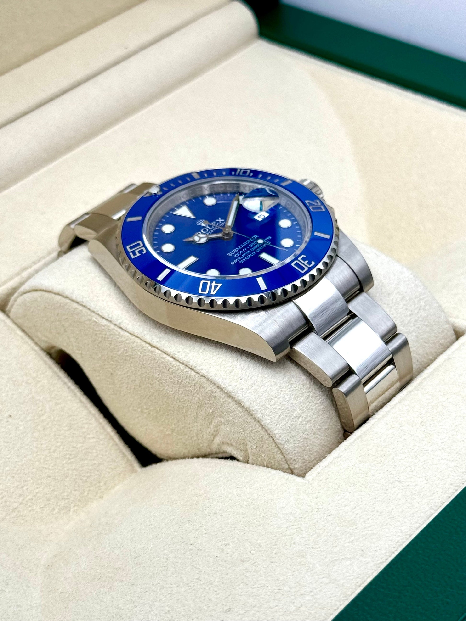 2018 Rolex Submariner "Smurf" 40mm 116619LB White Gold Blue Dial - MyWatchLLC