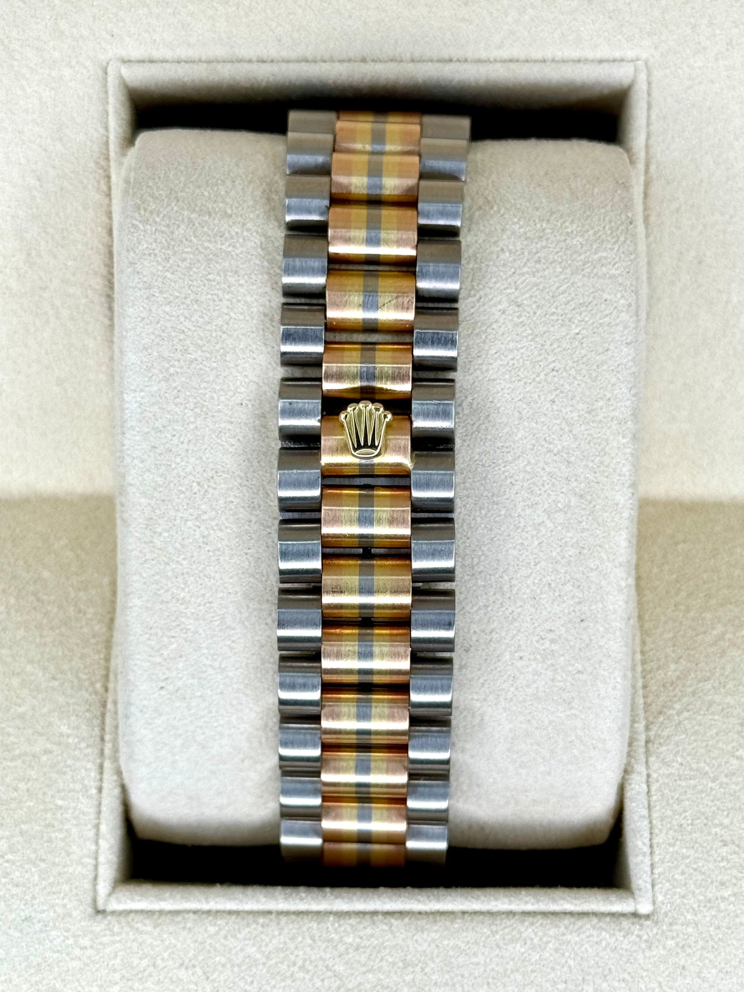 1985 Day-Date Rolex Tridor 36mm 18039B Jubilee Champagne Diamond Dial - MyWatchLLC