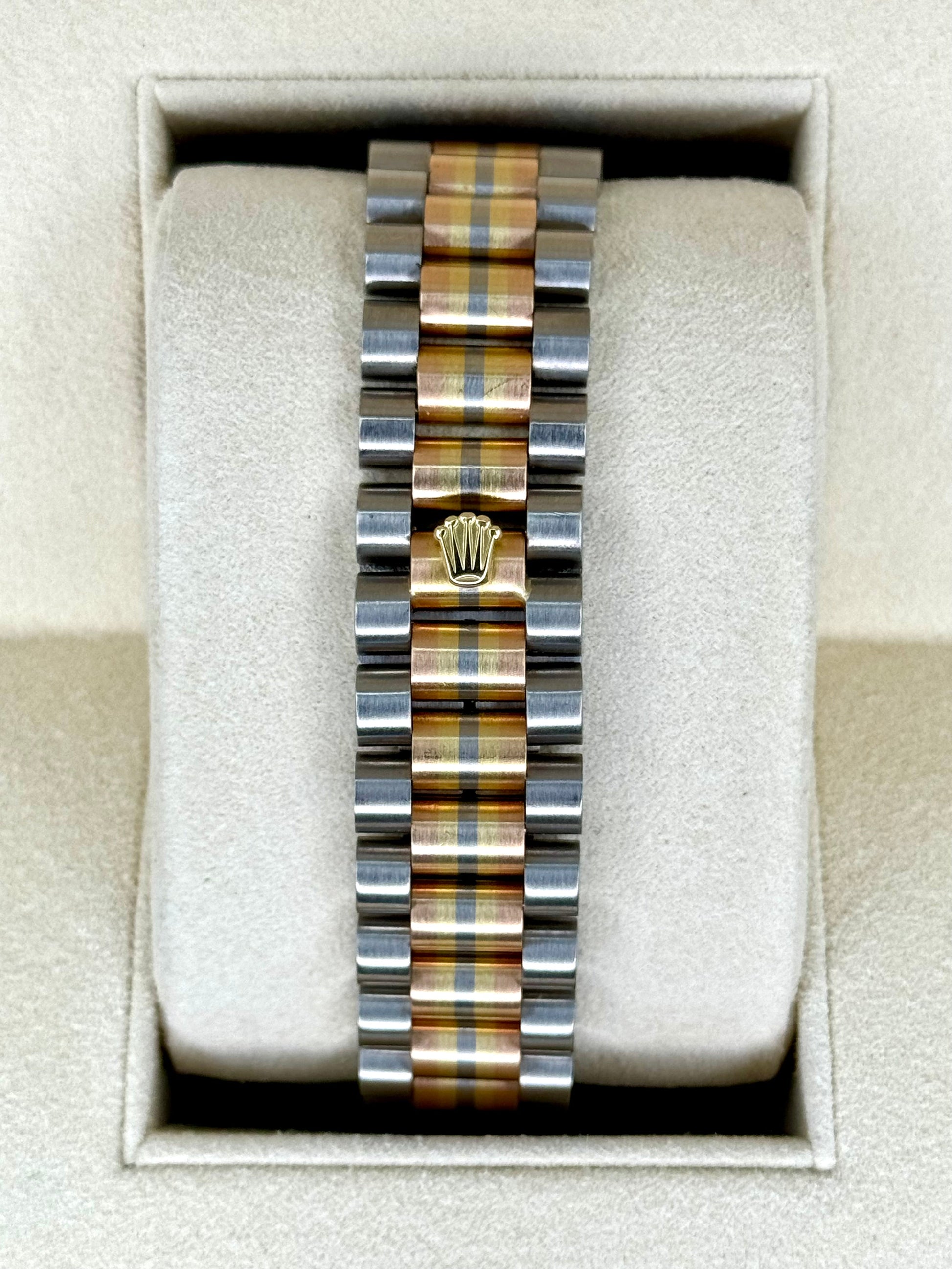 1985 Day-Date Rolex Tridor 36mm 18039B Jubilee Champagne Diamond Dial - MyWatchLLC