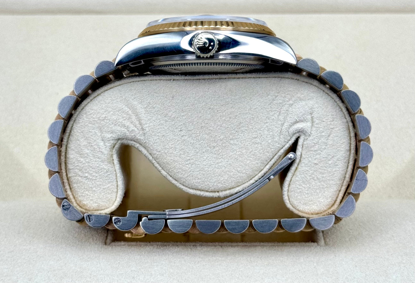 1985 Day-Date Rolex Tridor 36mm 18039B Jubilee Champagne Diamond Dial - MyWatchLLC