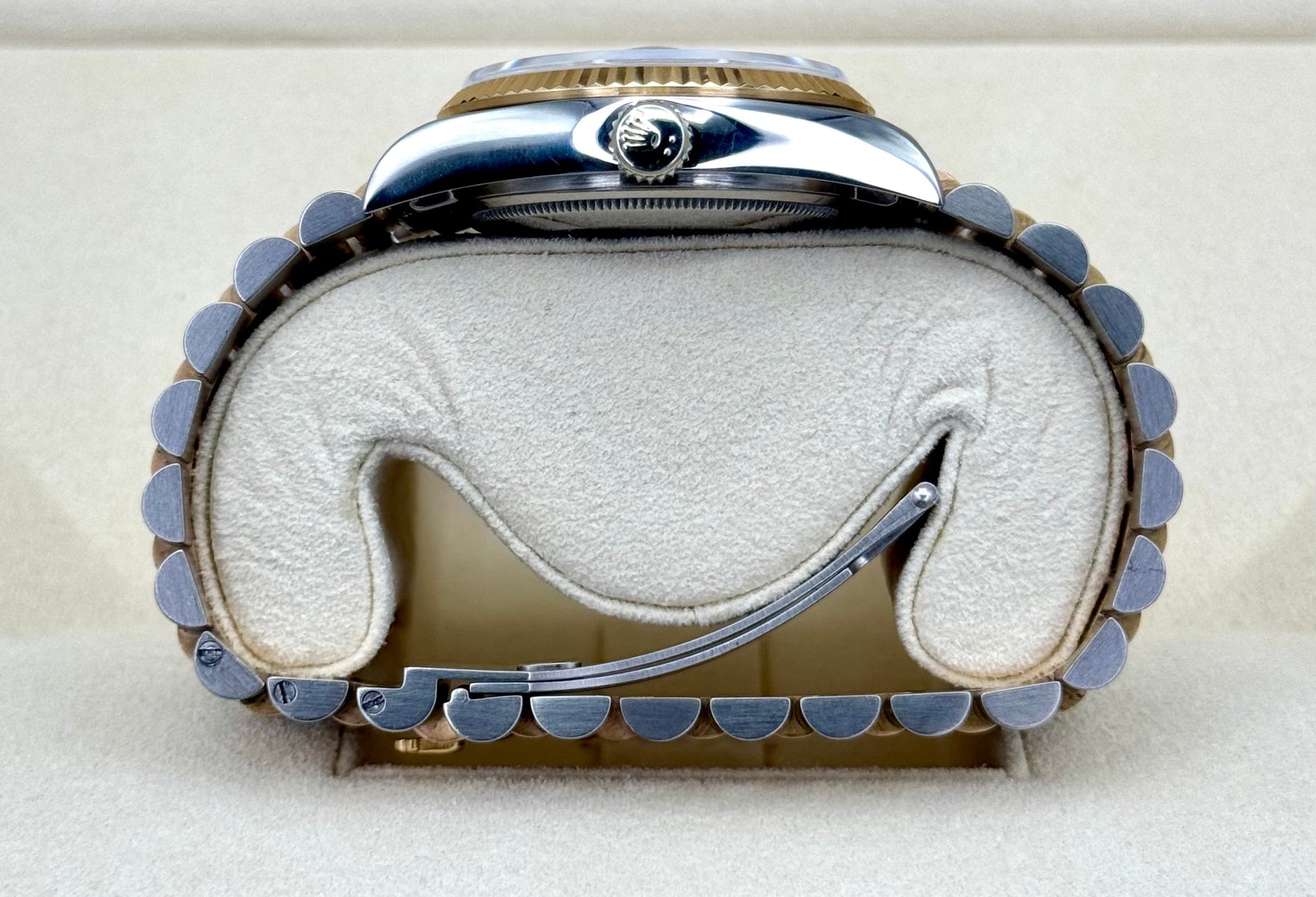 1985 Day-Date Rolex Tridor 36mm 18039B Jubilee Champagne Diamond Dial - MyWatchLLC