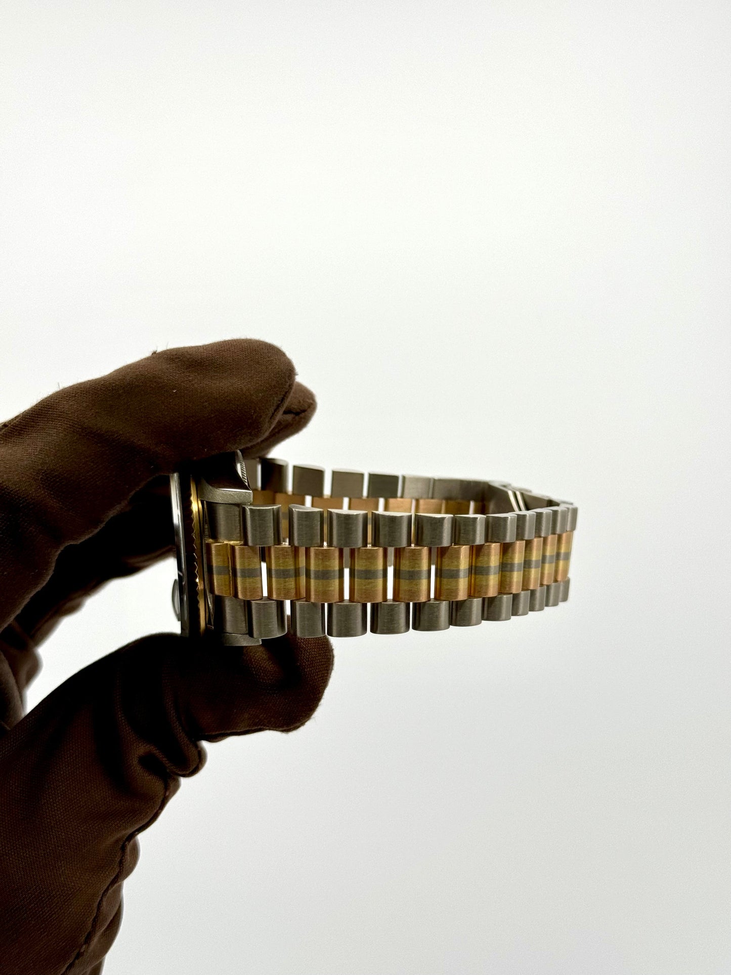 1985 Day-Date Rolex Tridor 36mm 18039B Jubilee Champagne Diamond Dial - MyWatchLLC