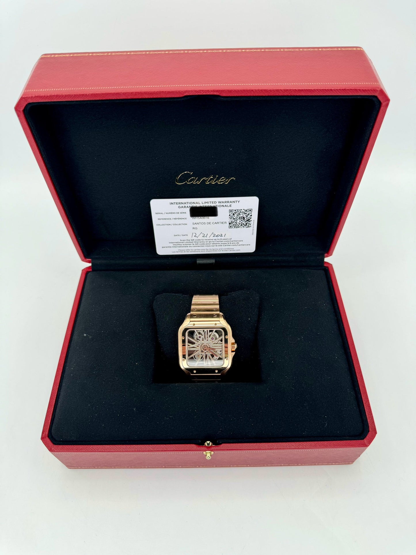 2021 Santos De Cartier 39.8mm WHSA0016 Rose Gold Skeleton Dial - MyWatchLLC