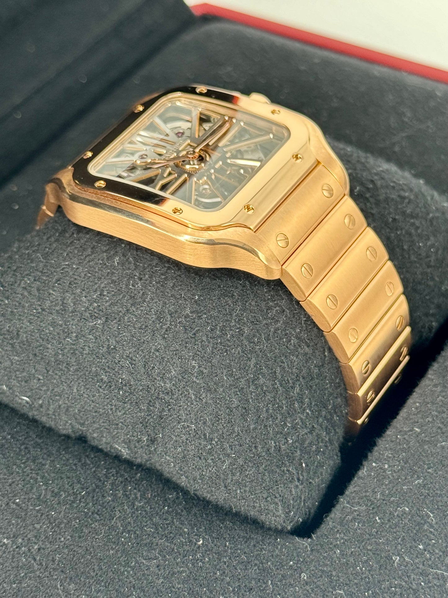 2021 Santos De Cartier 39.8mm WHSA0016 Rose Gold Skeleton Dial - MyWatchLLC