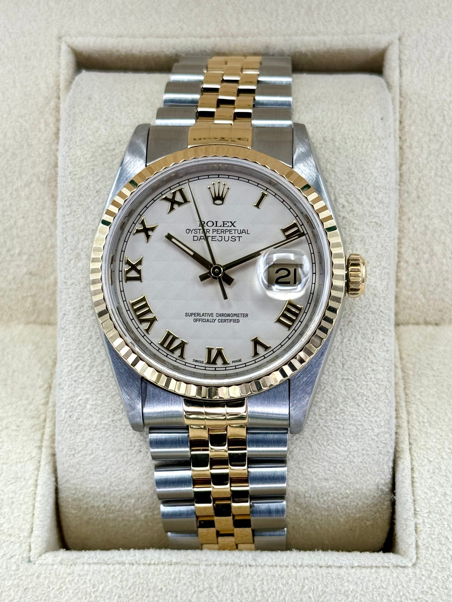 Rolex Datejust 36mm 16233 Two-Tone Jubilee Roman Numeral Pyramid Dial - MyWatchLLC