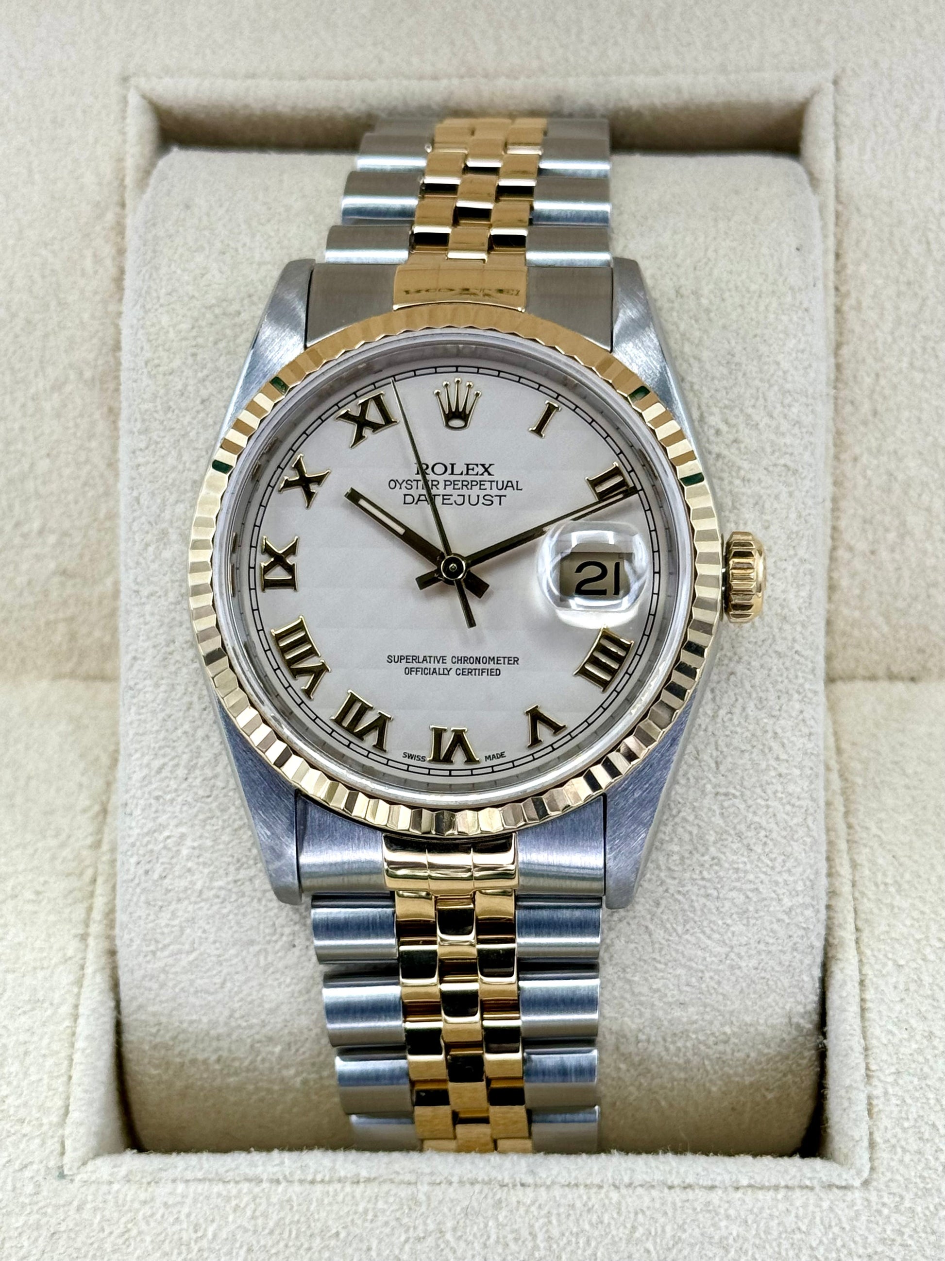 Rolex Datejust 36mm 16233 Two-Tone Jubilee Roman Numeral Pyramid Dial - MyWatchLLC