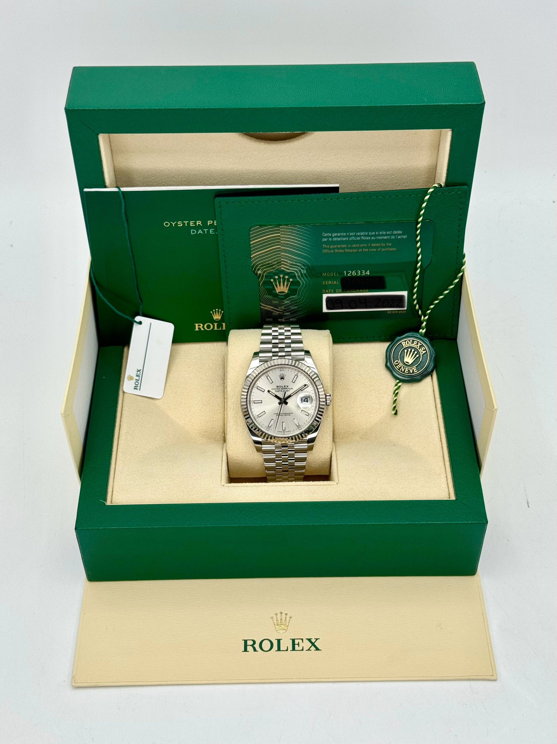 2022 Rolex Datejust 41mm 126334 Stainless Steel Jubilee Silver Dial - MyWatchLLC