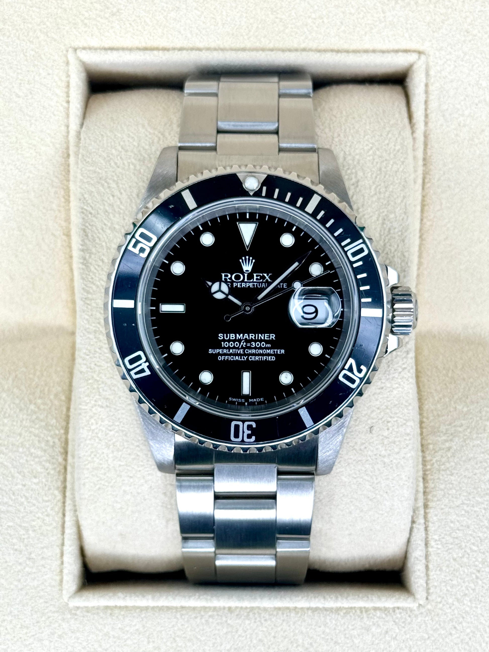 2001 Rolex Submariner Date 40mm 16610 Stainless Steel Black Dial - MyWatchLLC