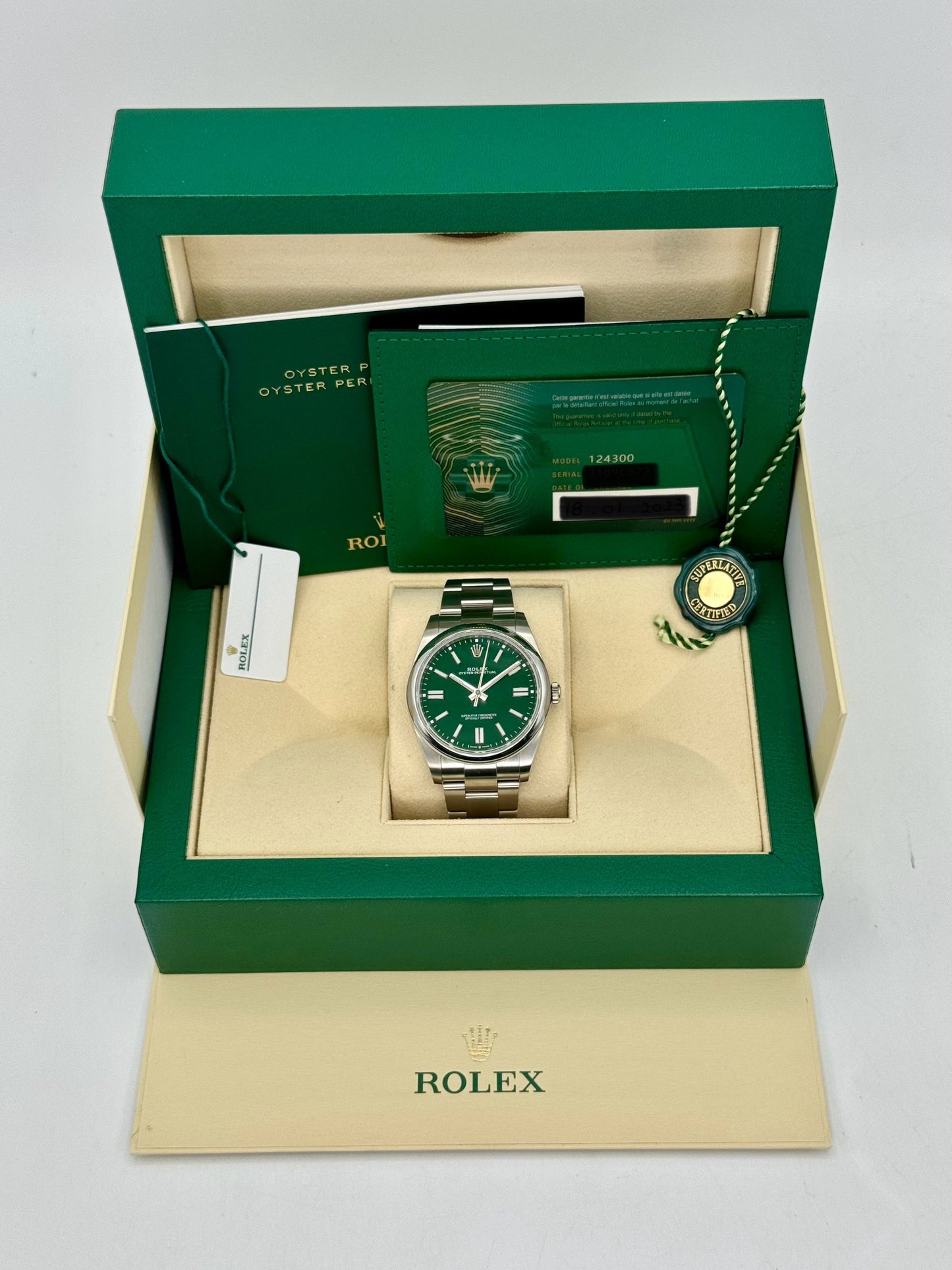 NEW 2023 Rolex Oyster Perpetual 41mm 124300 Green Dial - MyWatchLLC