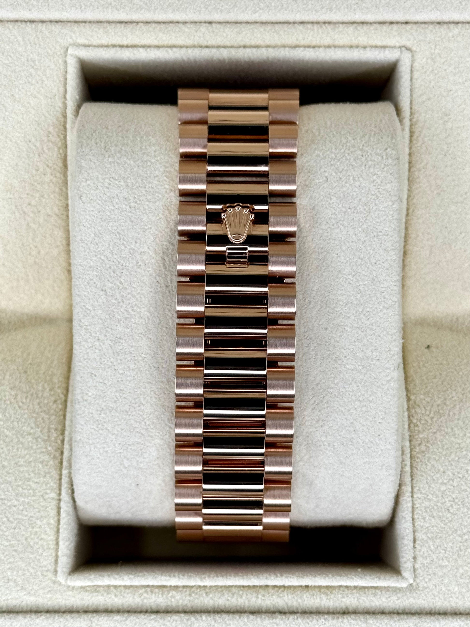 NEW Rolex Day-Date 40mm 228235 Rose Gold Chocolate Baguette Dial - MyWatchLLC