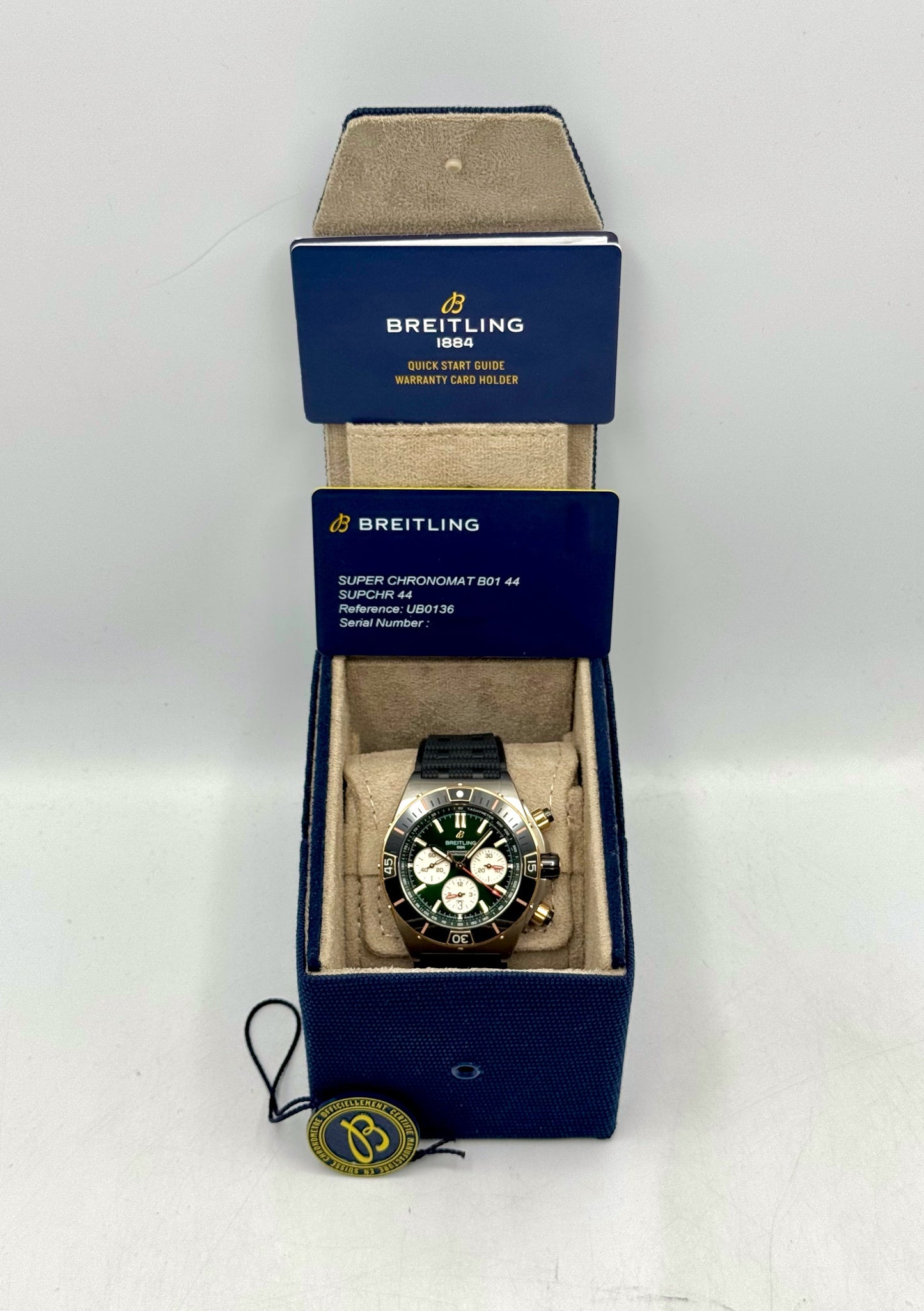 2024 Breitling Super Chronomat B01 44 UB0136 Two-Tone Green Dial - MyWatchLLC