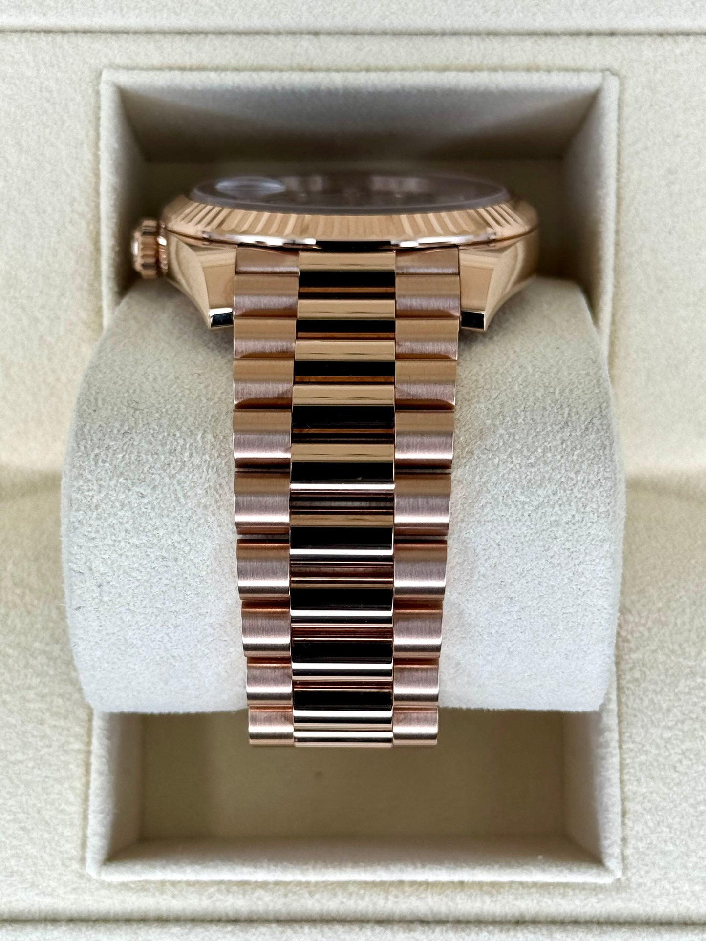 NEW Rolex Day-Date 40mm 228235 Rose Gold Chocolate Baguette Dial - MyWatchLLC
