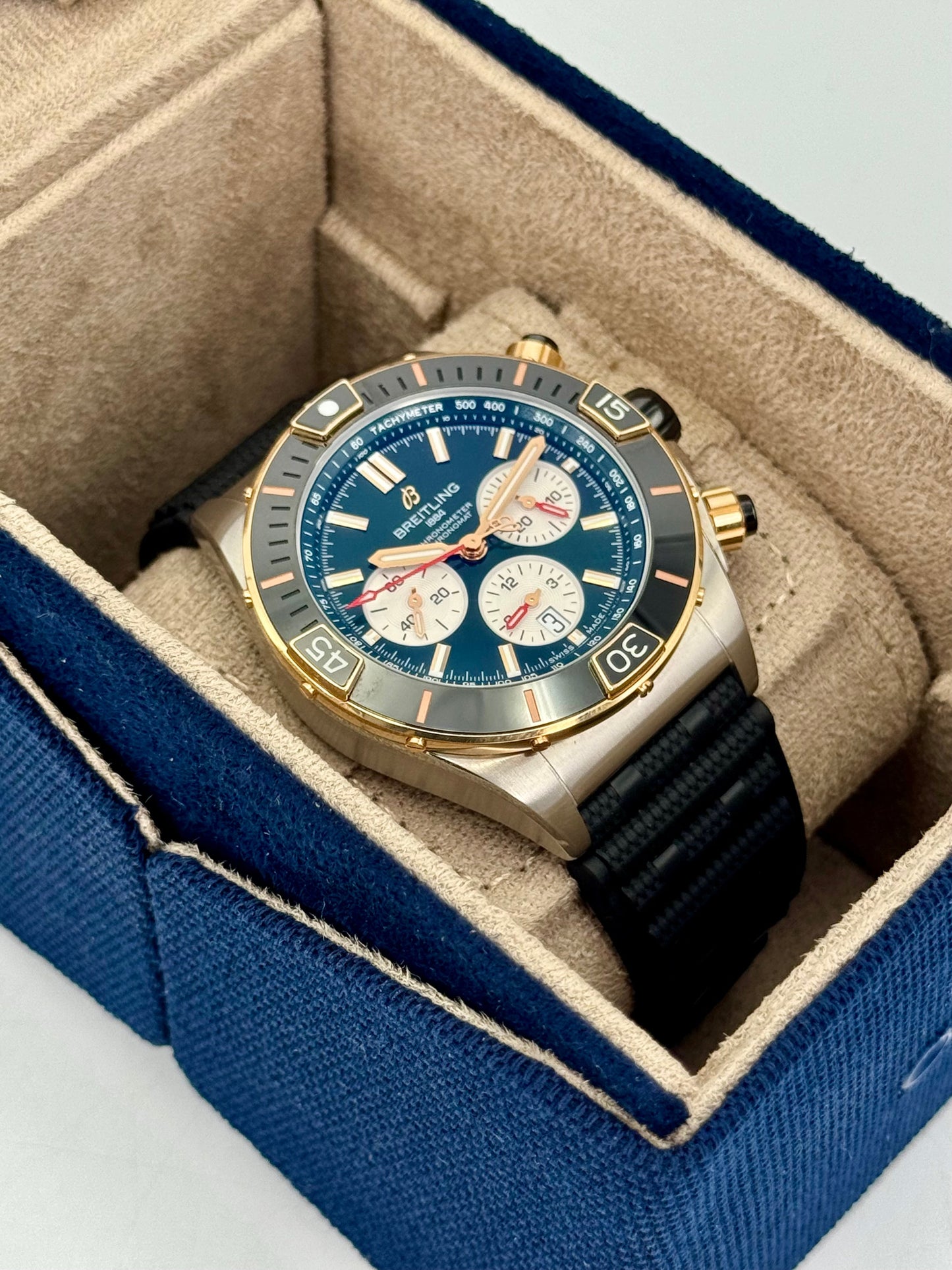 2024 Breitling Super Chronomat B01 44 UB0136 Two-Tone Green Dial - MyWatchLLC