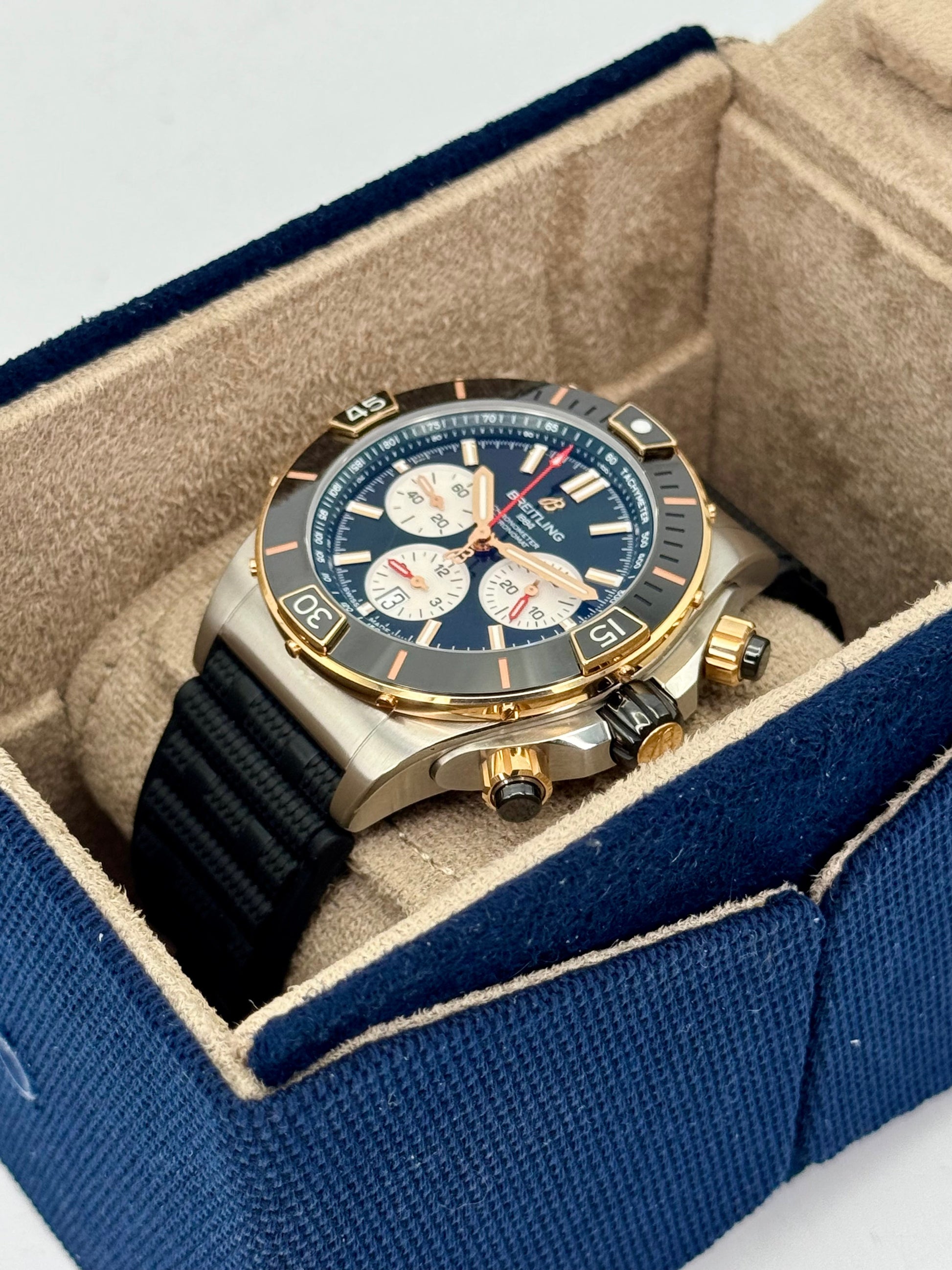 2024 Breitling Super Chronomat B01 44 UB0136 Two-Tone Green Dial - MyWatchLLC