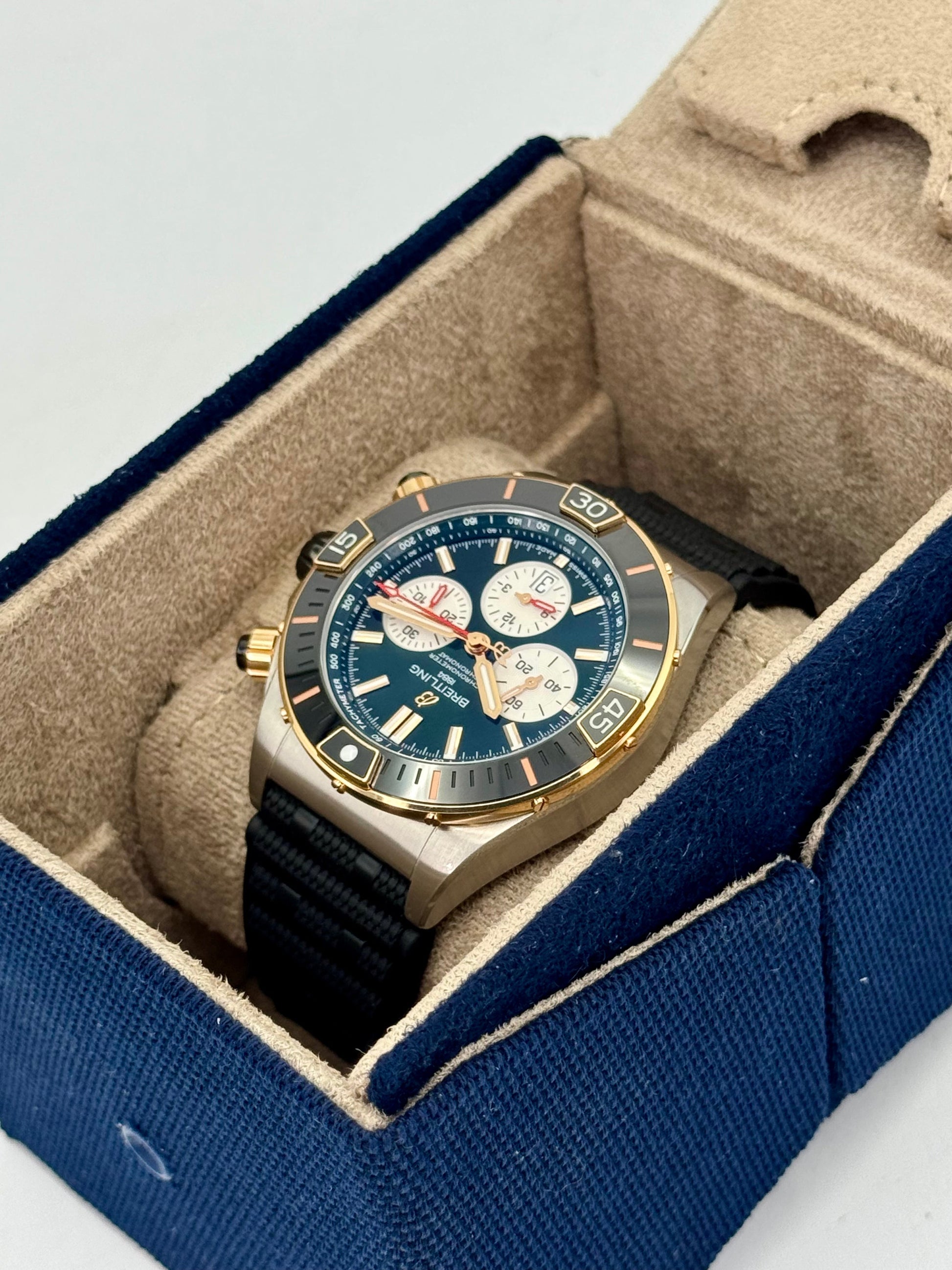 2024 Breitling Super Chronomat B01 44 UB0136 Two-Tone Green Dial - MyWatchLLC