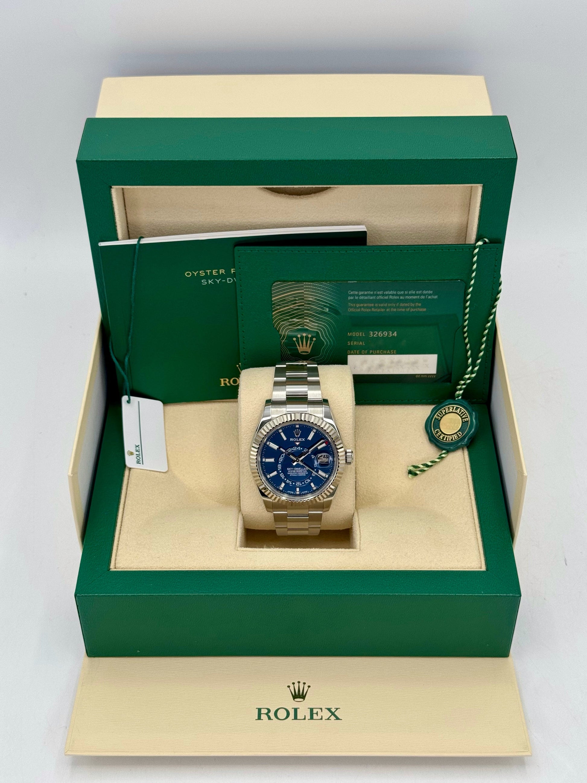 2022 Rolex Sky-Dweller 42mm 326934 Oyster Blue Dial - MyWatchLLC