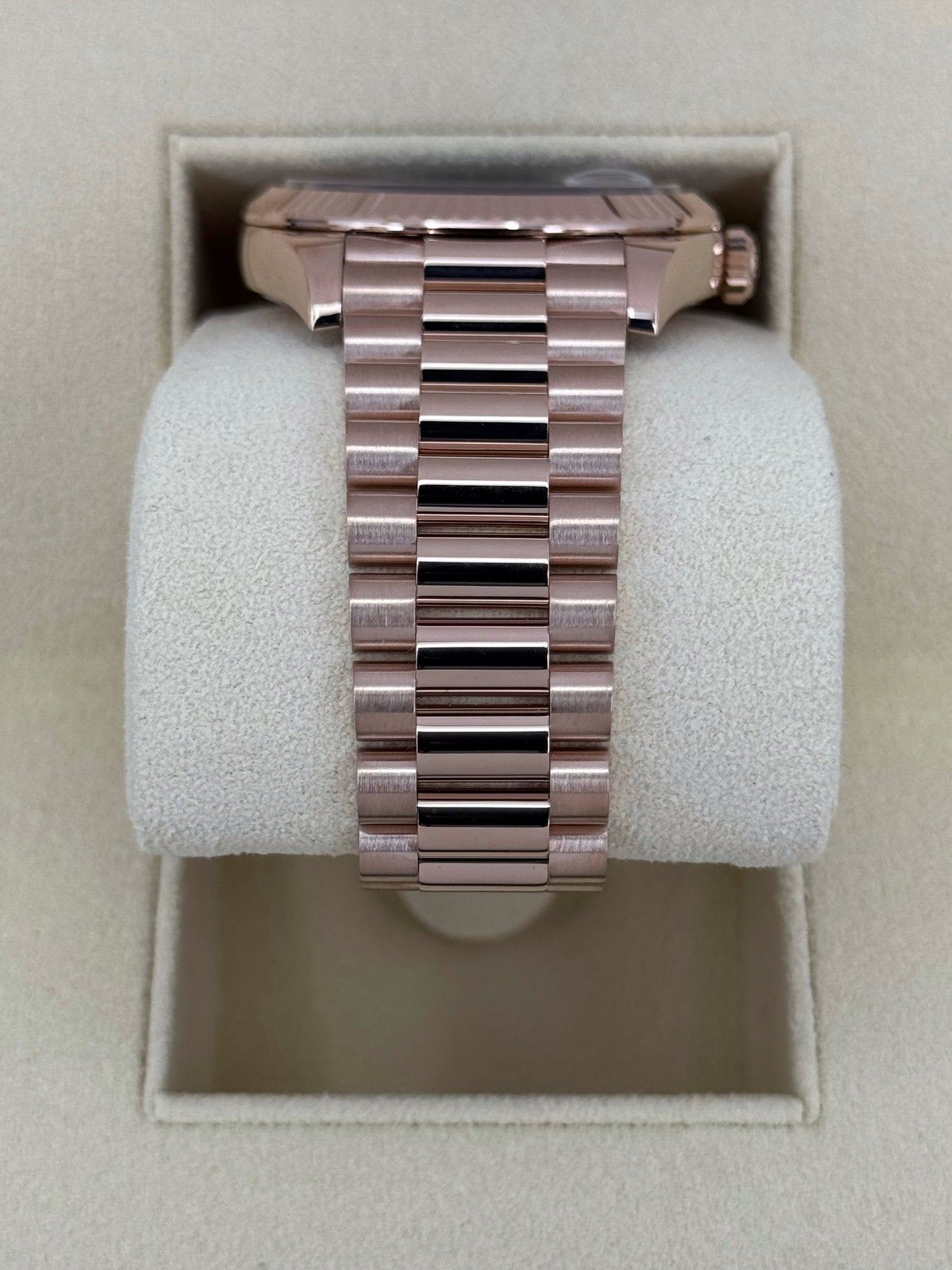 2022 Rolex Day-Date 40mm 228235 Rose Gold Olive Dial Arabic Calendar - MyWatchLLC