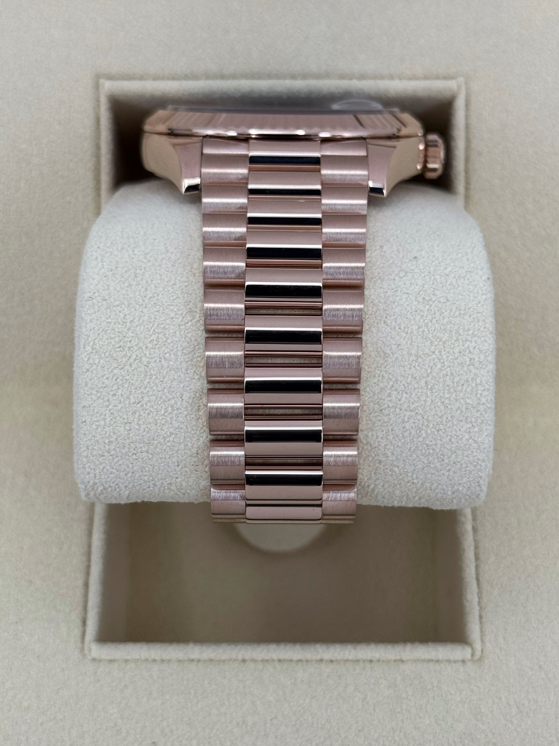 2022 Rolex Day-Date 40mm 228235 Rose Gold Olive Dial Arabic Calendar - MyWatchLLC