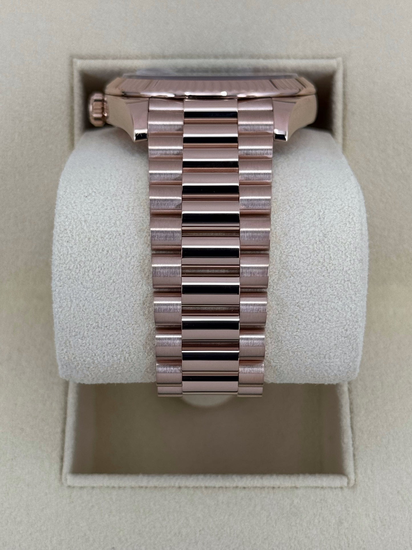 2022 Rolex Day-Date 40mm 228235 Rose Gold Olive Dial Arabic Calendar - MyWatchLLC