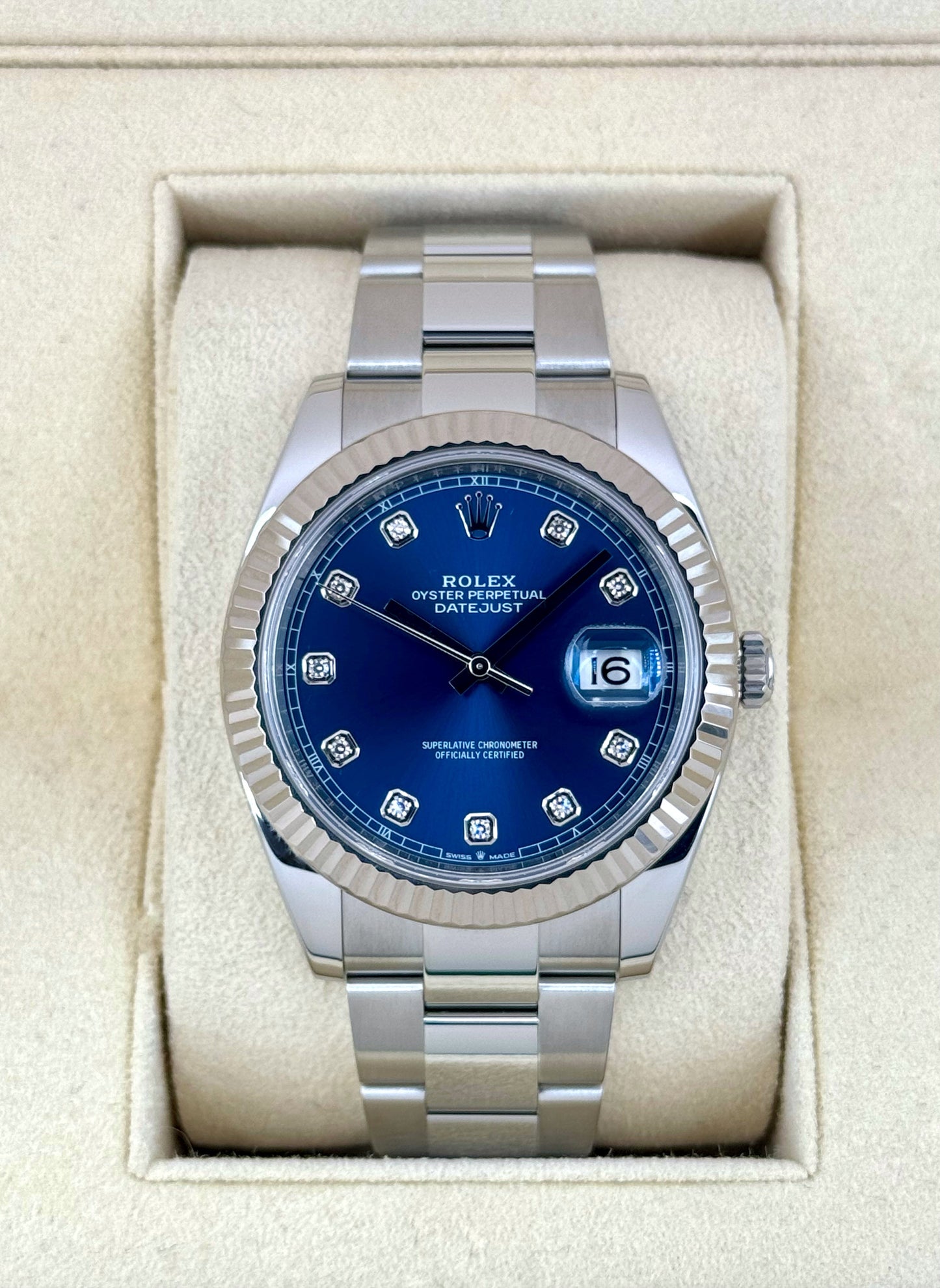 2021 Rolex Datejust 41mm 126334 Stainless Steel Oyster Blue Diamond Dial - MyWatchLLC