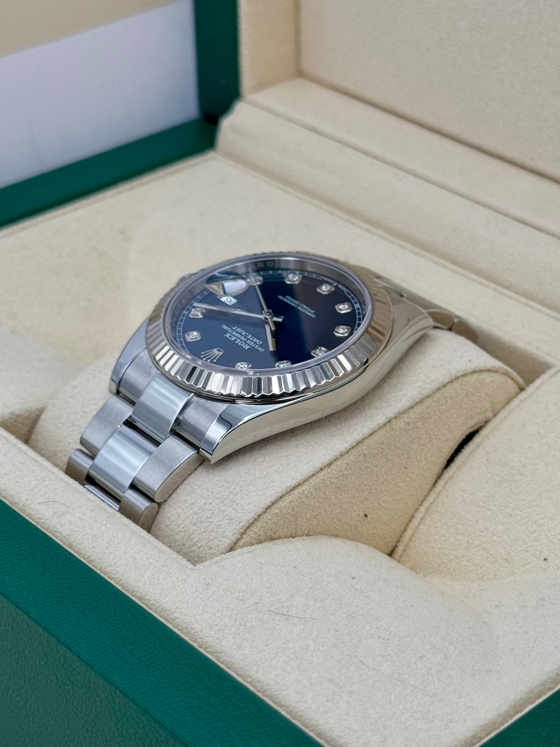 2021 Rolex Datejust 41mm 126334 Stainless Steel Oyster Blue Diamond Dial - MyWatchLLC