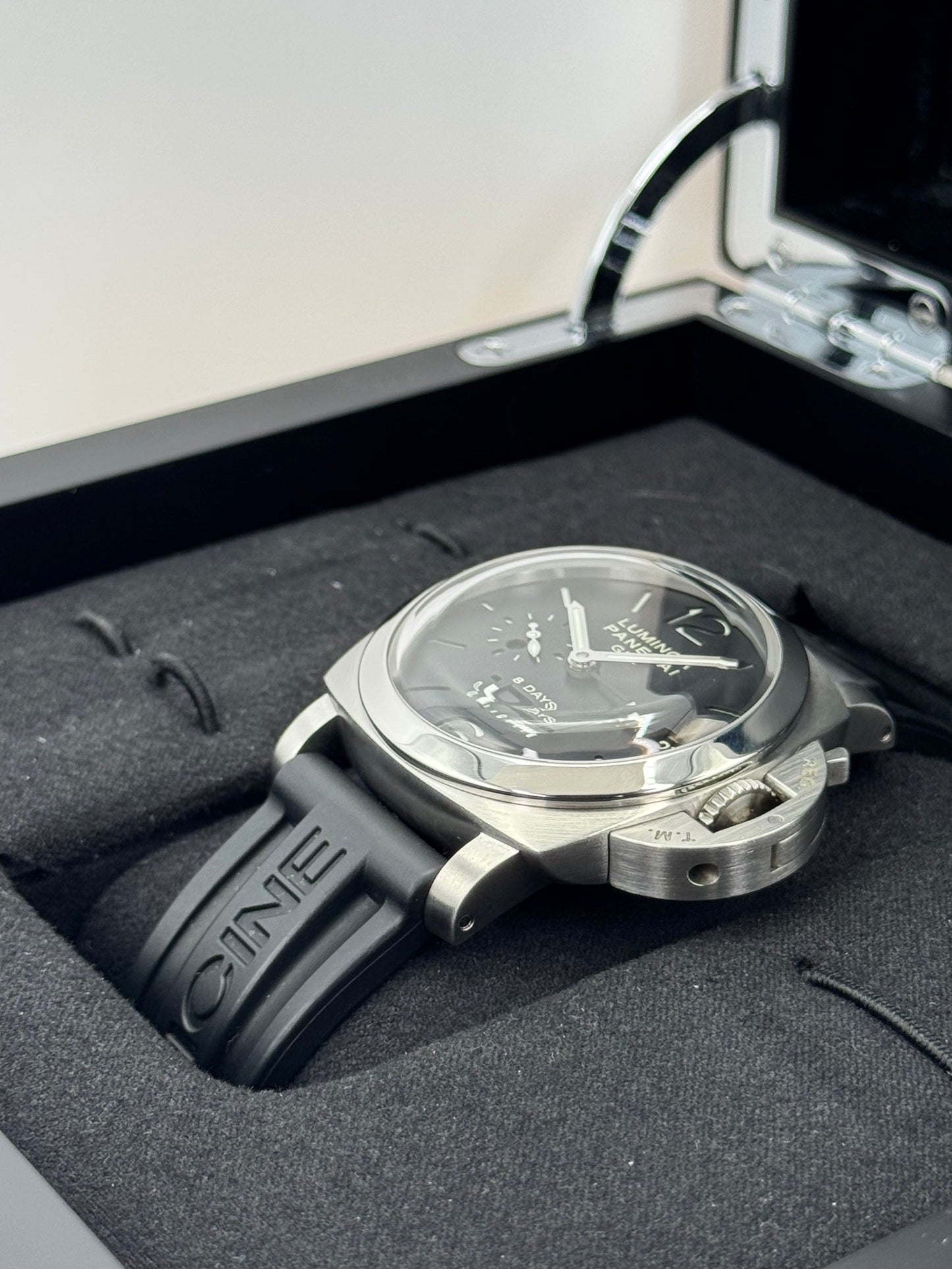 2009 Panerai Luminor 1950 8 Days GMT 44mm PAM00233 Black Dial - MyWatchLLC