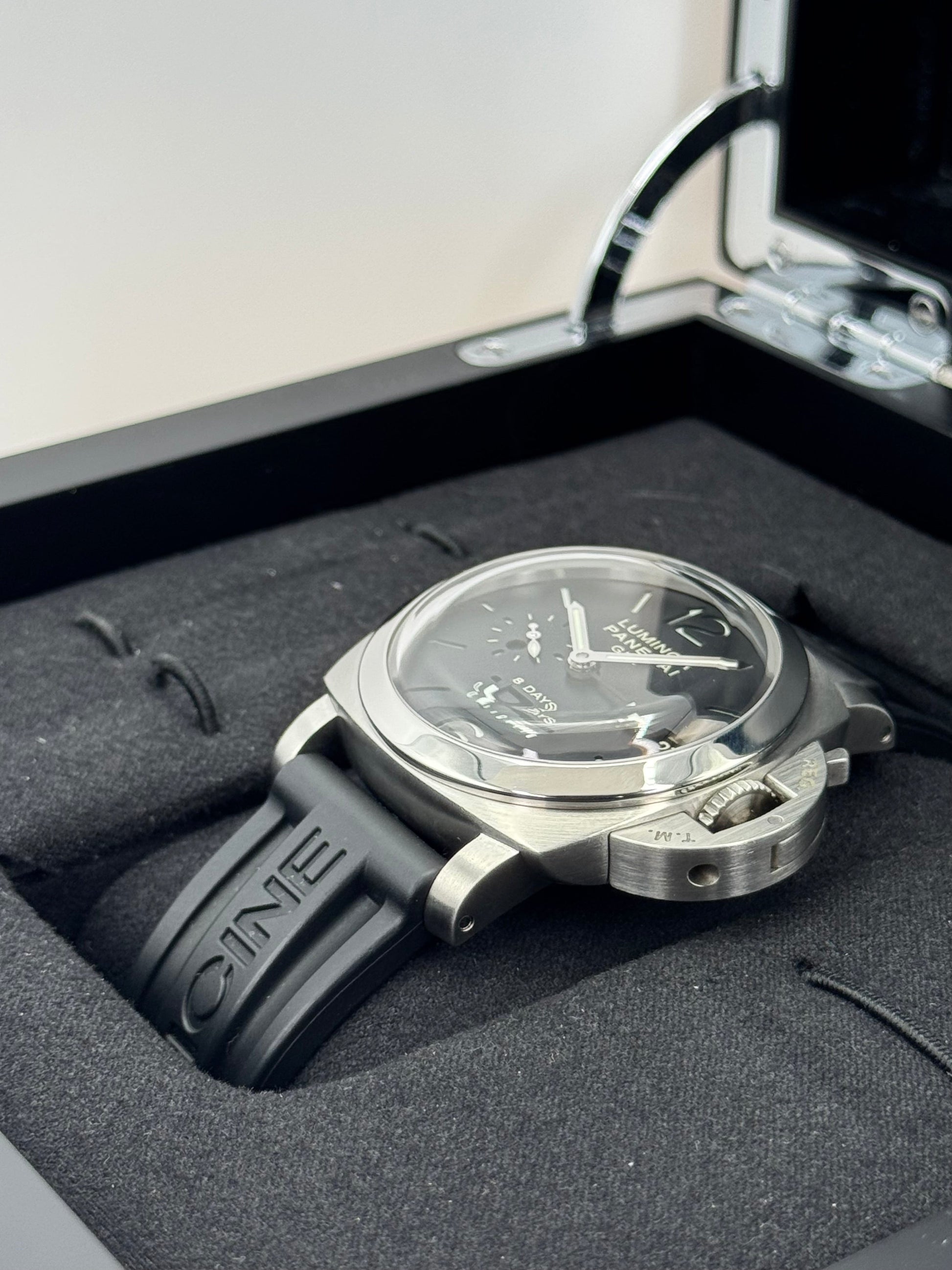 2009 Panerai Luminor 1950 8 Days GMT 44mm PAM00233 Black Dial - MyWatchLLC