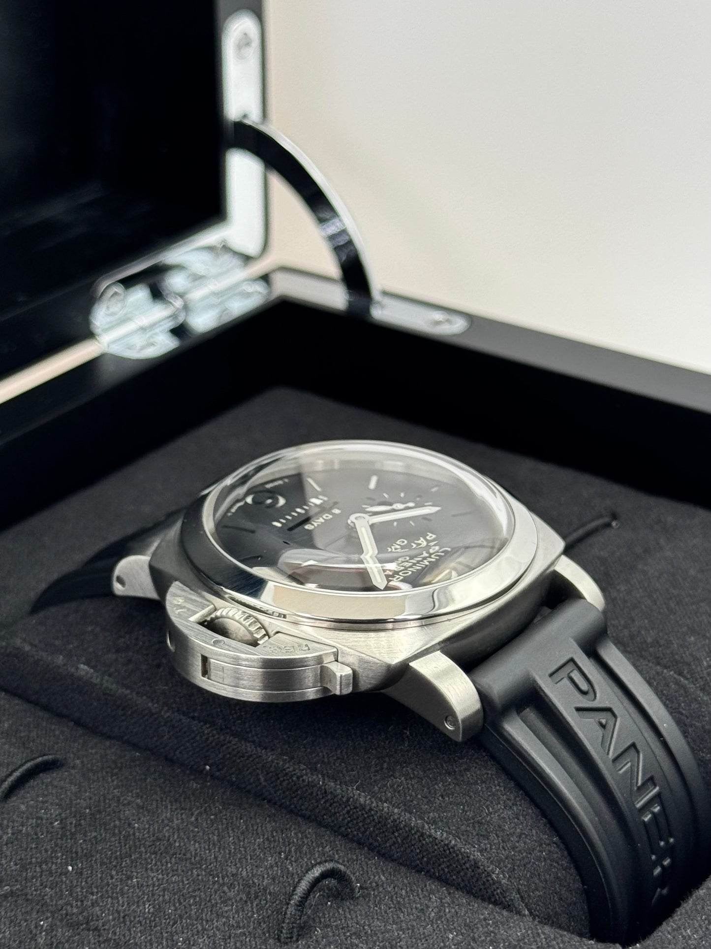 2009 Panerai Luminor 1950 8 Days GMT 44mm PAM00233 Black Dial - MyWatchLLC