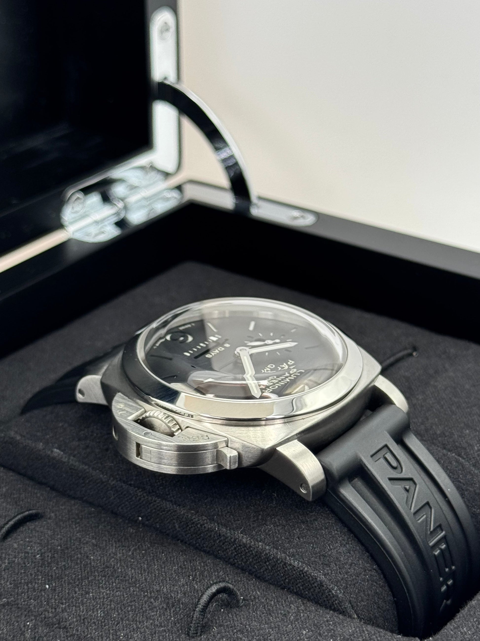 2009 Panerai Luminor 1950 8 Days GMT 44mm PAM00233 Black Dial - MyWatchLLC