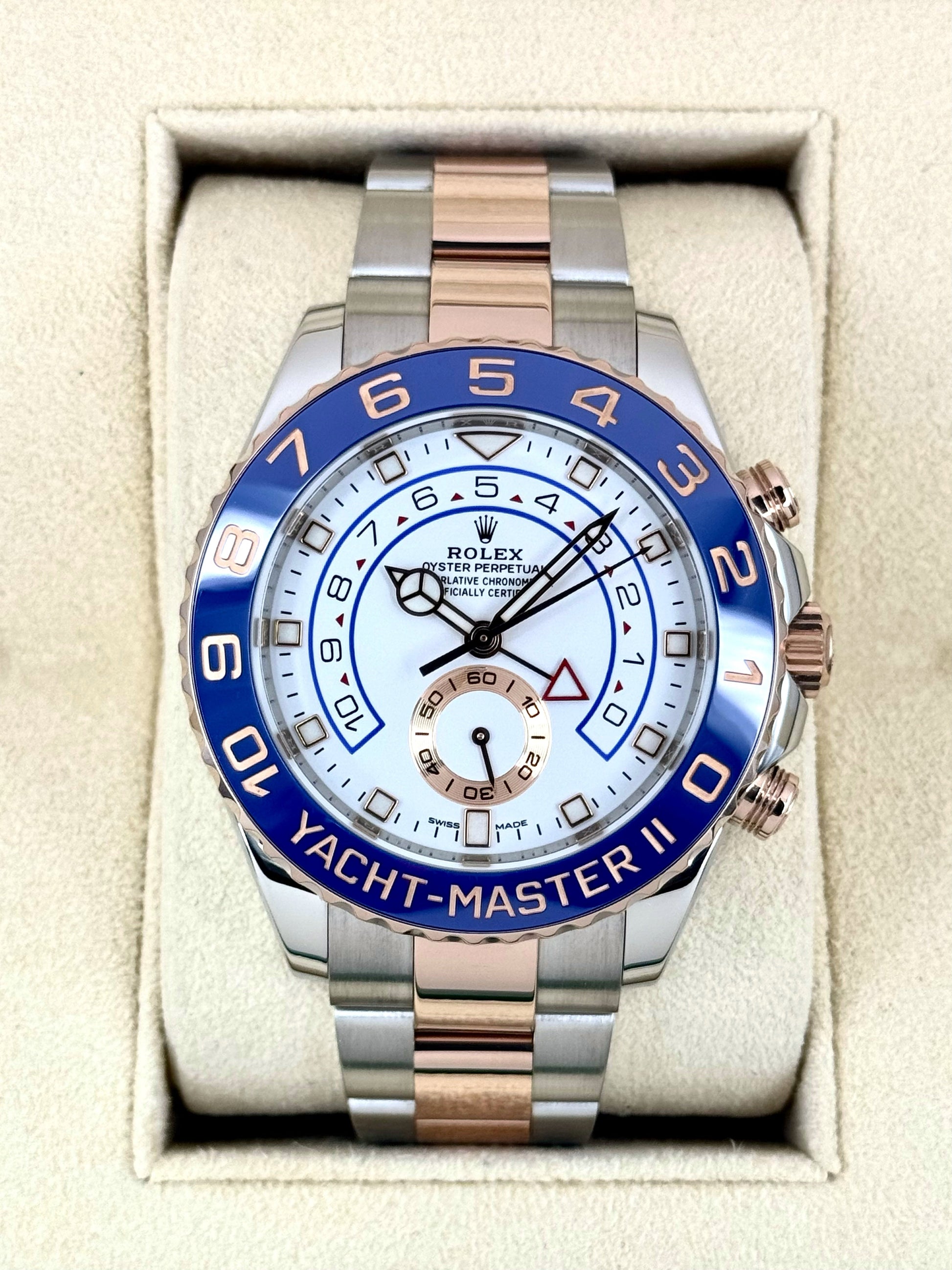 2020 Rolex Yacht-Master II 44mm 116681 Two-Tone White Dial - MyWatchLLC