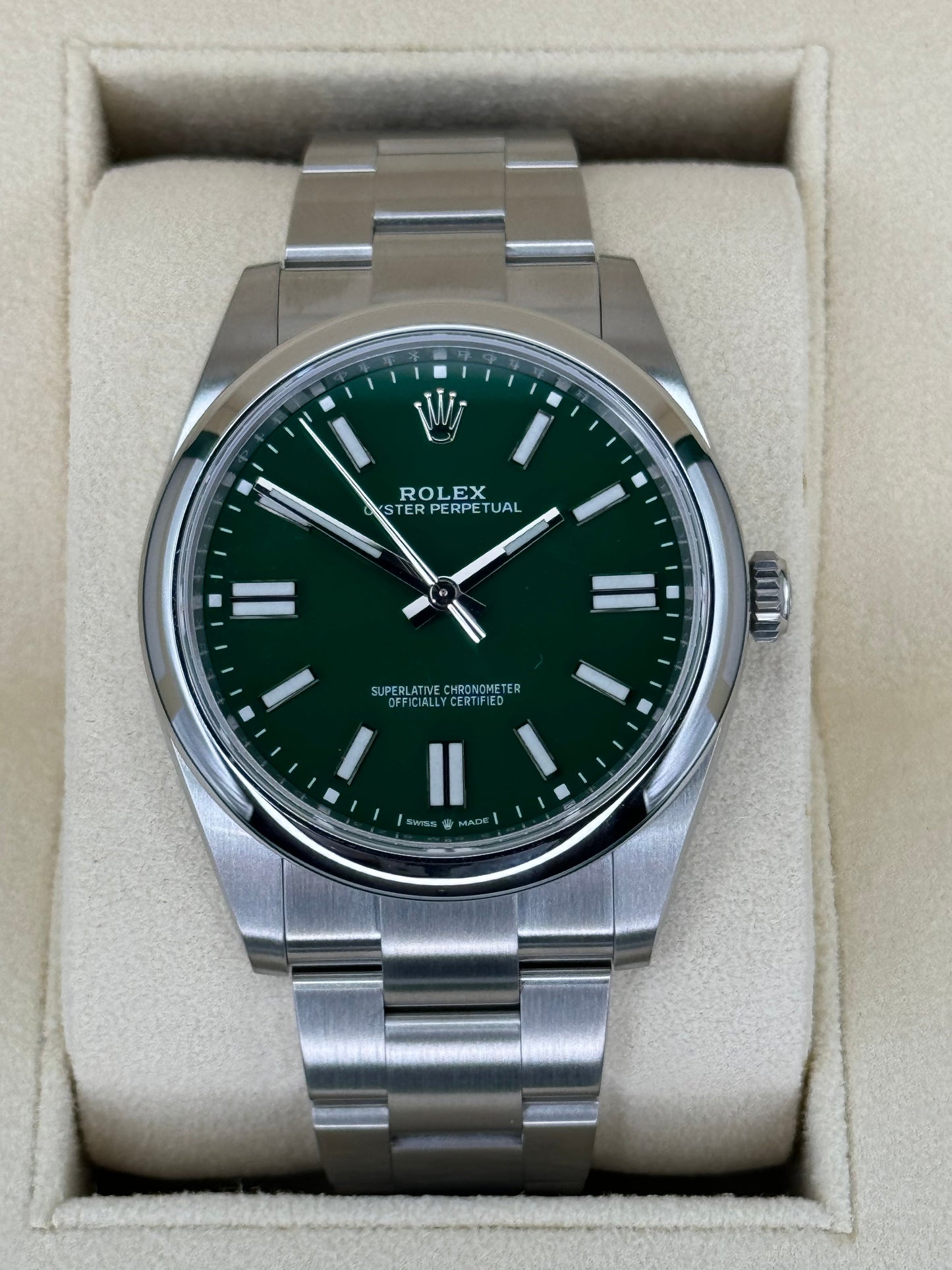 NEW 2023 Rolex Oyster Perpetual 41mm 124300 Stainless Steel Green Dial - MyWatchLLC
