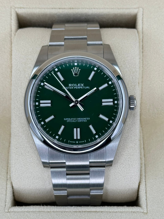 NEW 2023 Rolex Oyster Perpetual 41mm 124300 Stainless Steel Green Dial - MyWatchLLC