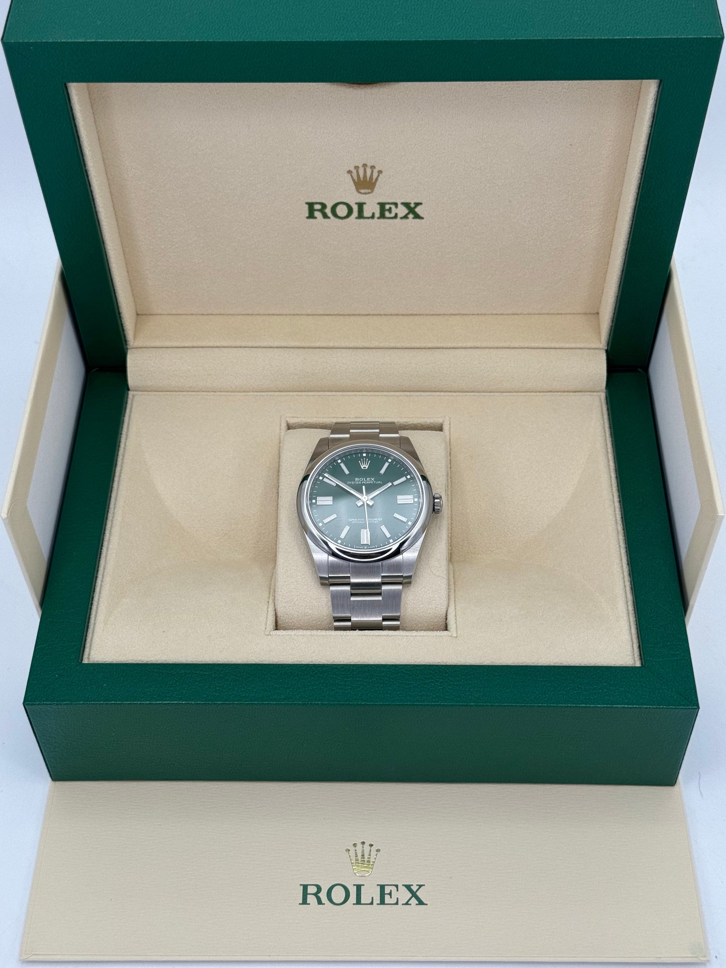 NEW 2023 Rolex Oyster Perpetual 41mm 124300 Stainless Steel Green Dial - MyWatchLLC