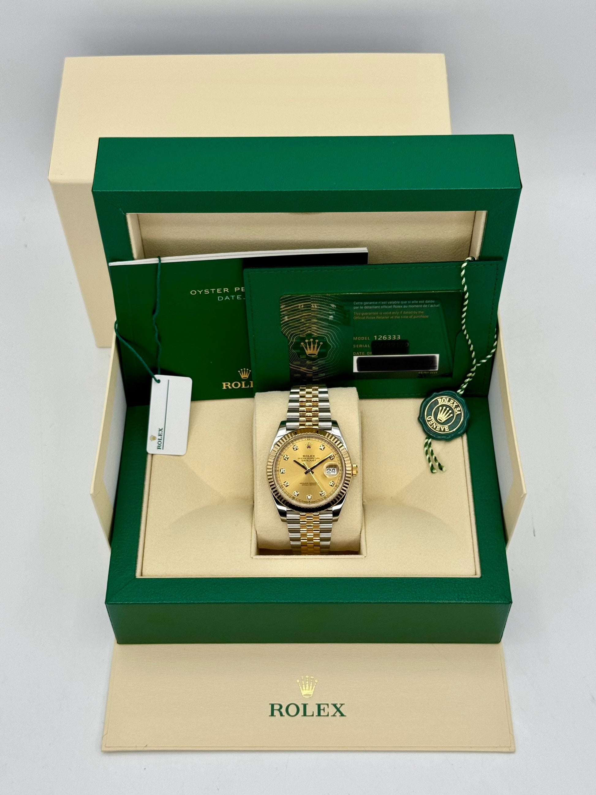 2022 Rolex Datejust 41mm 126333 Jubilee Champagne Diamond Dial - MyWatchLLC