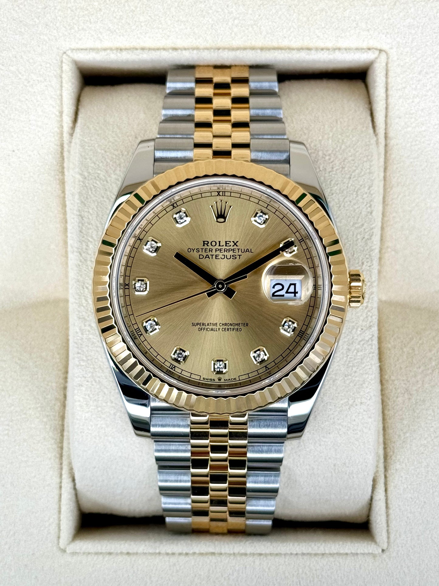 2022 Rolex Datejust 41mm 126333 Jubilee Champagne Diamond Dial - MyWatchLLC